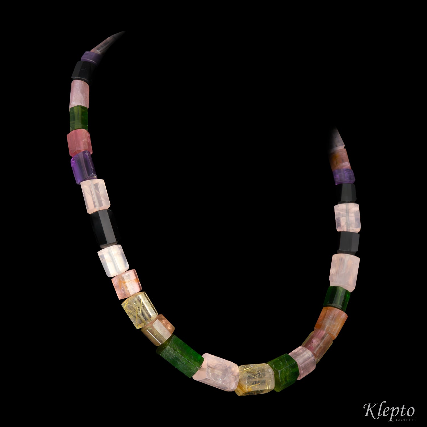 Collar with Tourmaline and Rutilated Quartz