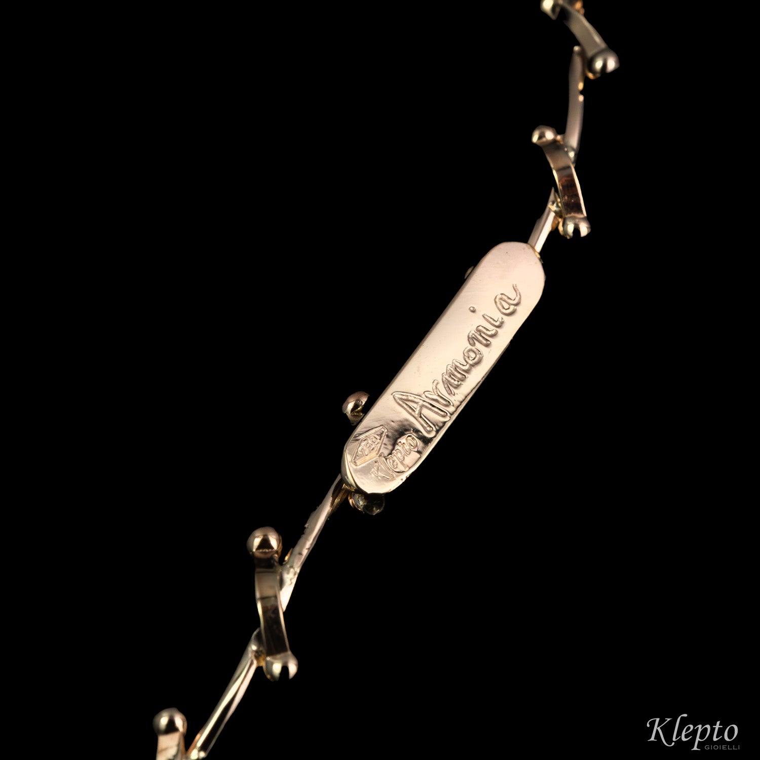 Natural white gold necklace "Armonia" with precious stones