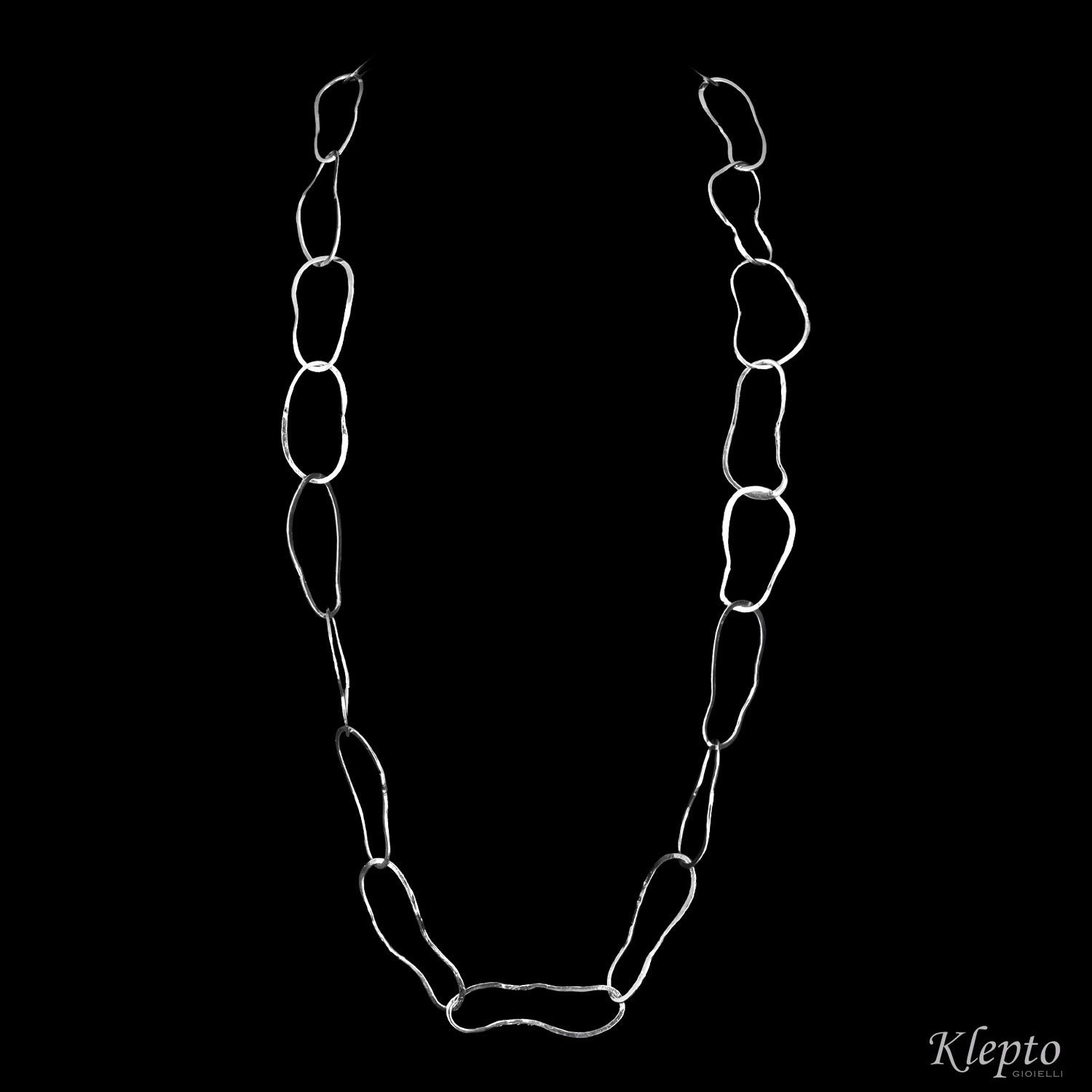 Silver Silnova® necklace with hammered rings