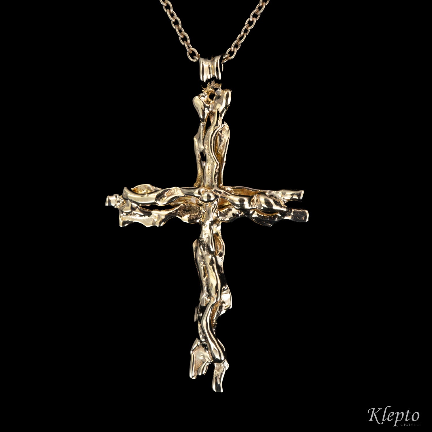 Flame-Fused Gold Cross Pendant