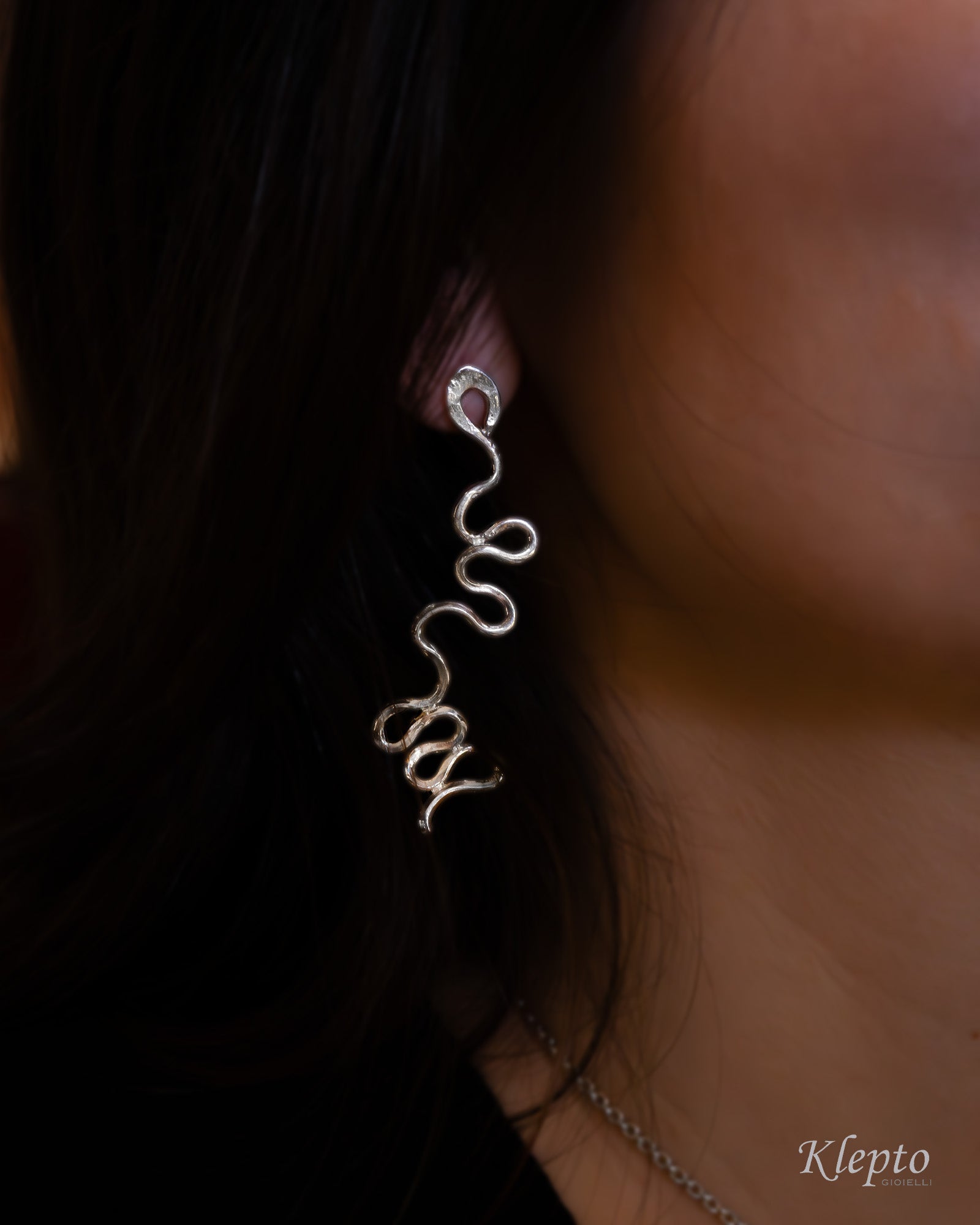 Silver Silnova® wavy wire earrings