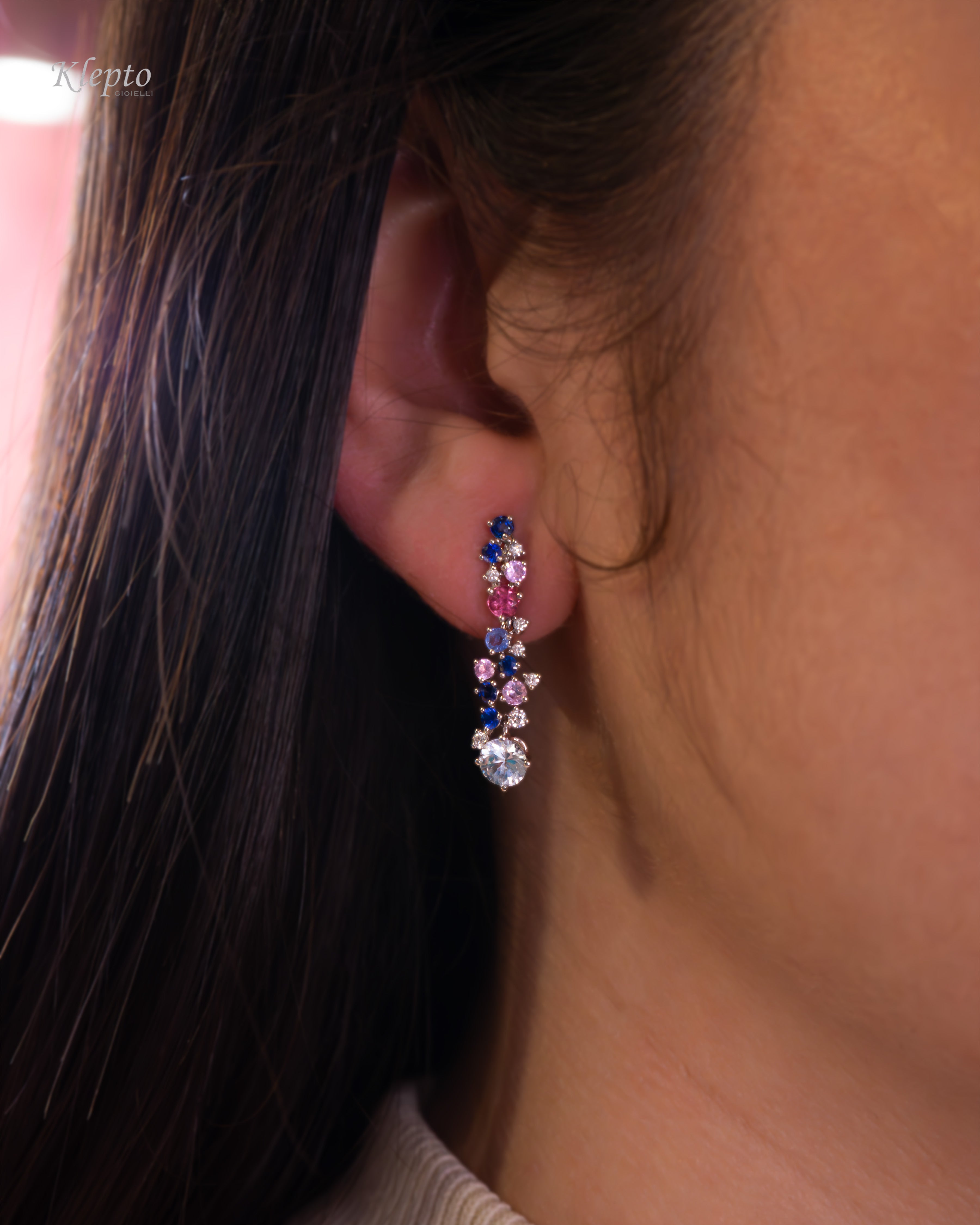 White gold earrings with Sapphires and Diamonds