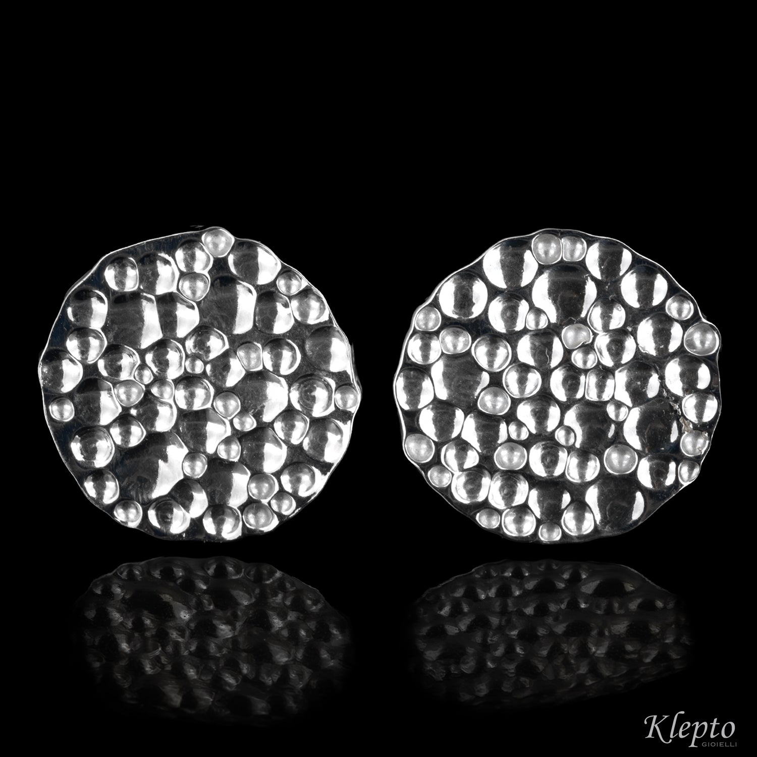 Silver Hammered Round Twin Rings Silnova®