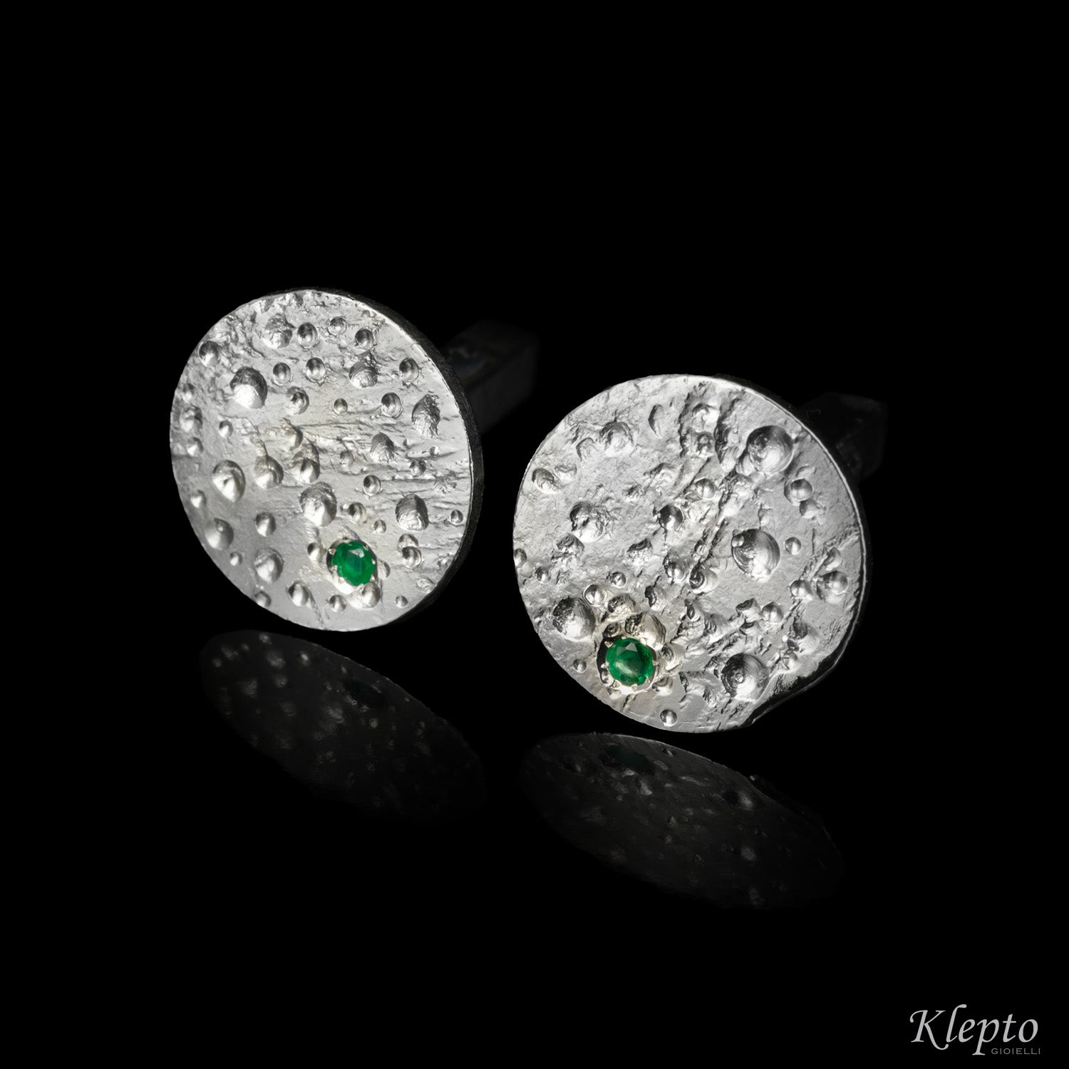 Silnova® Silver Cufflinks with Emeralds