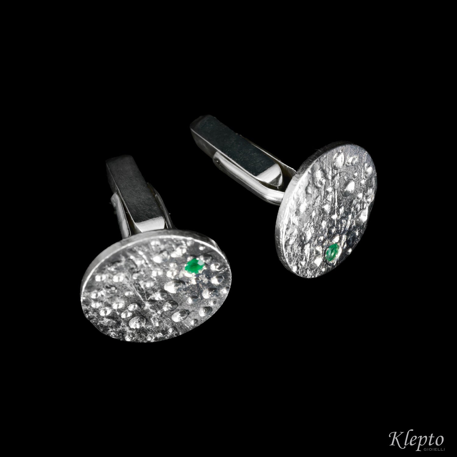Silnova® Silver Cufflinks with Emeralds