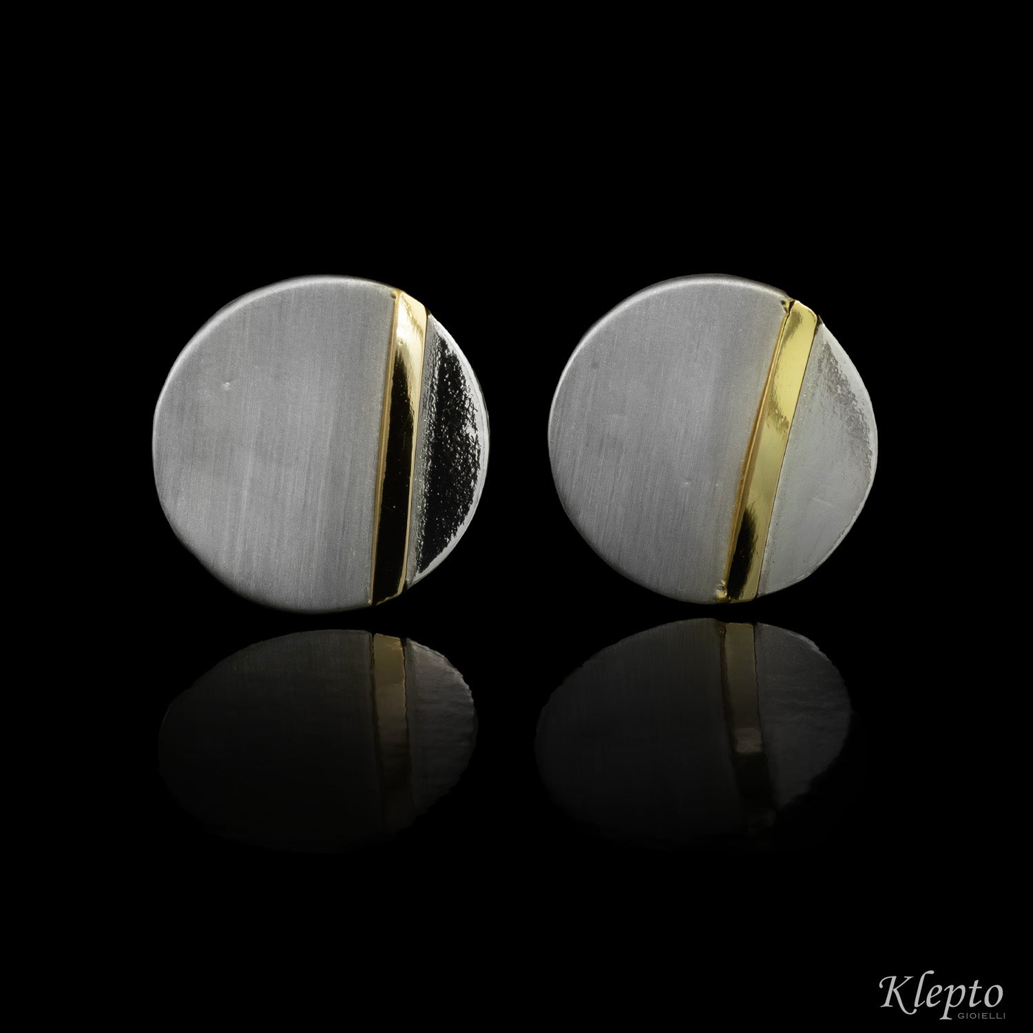 Cufflinks in Silnova® Silver and yellow gold details