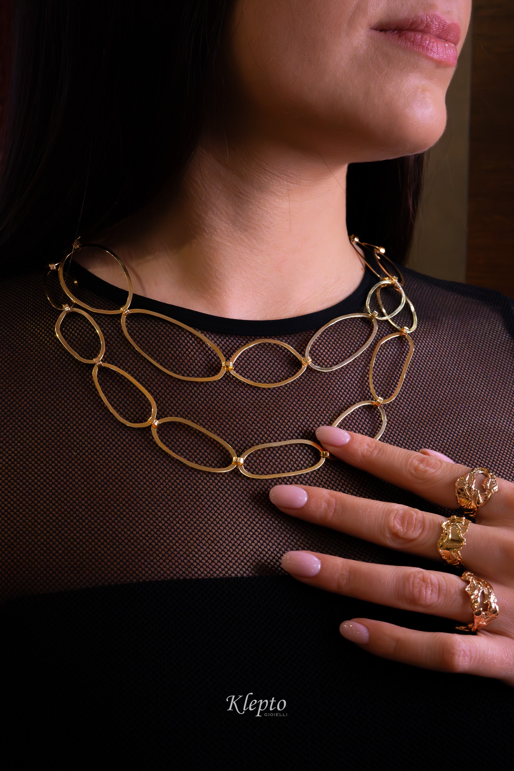 Yellow gold ring necklace