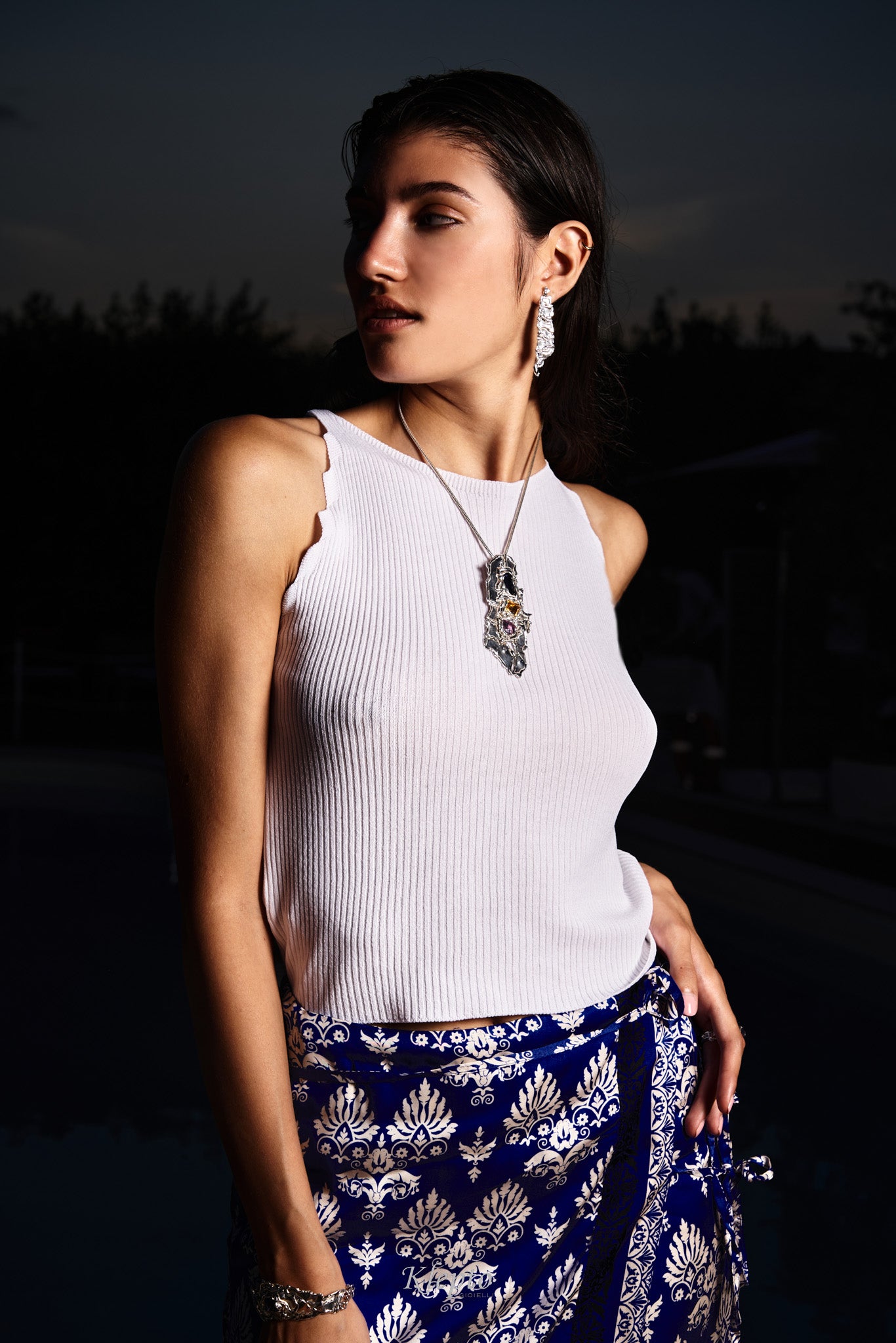 Pendant in Argento Silnova® with Iolite, Citrine and Amethyst