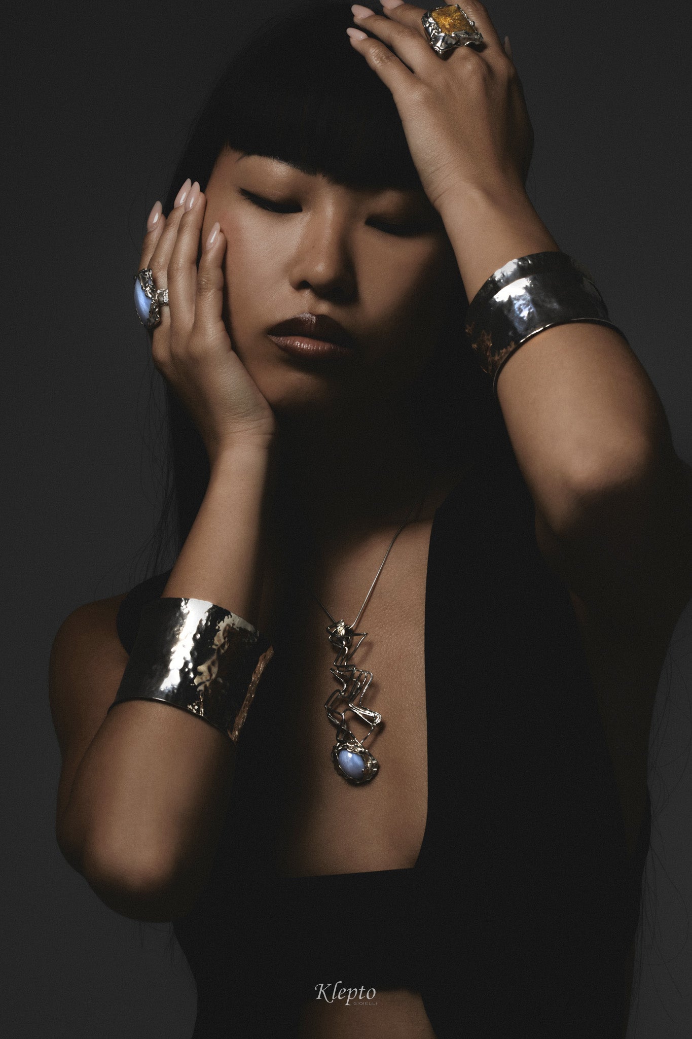 Large rigid Silnova® silver bracelet