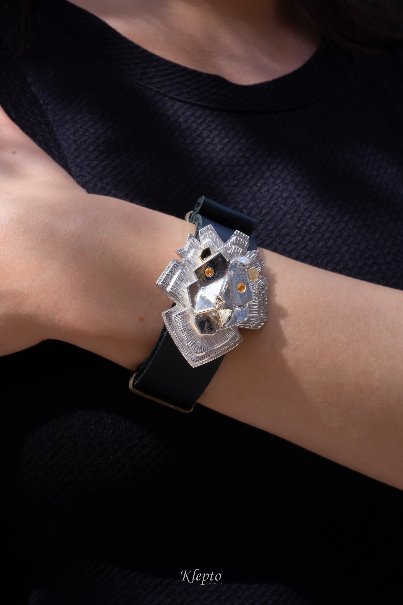Silnova "Il Leone Leo" Silver Bracelet with yellow Sapphires and yellow gold details