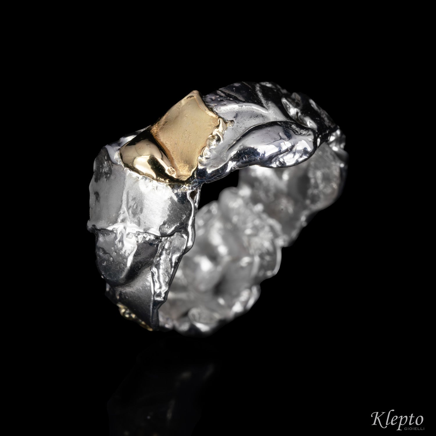 Ring in Silnova® Silver and yellow gold "Metamorphosis"