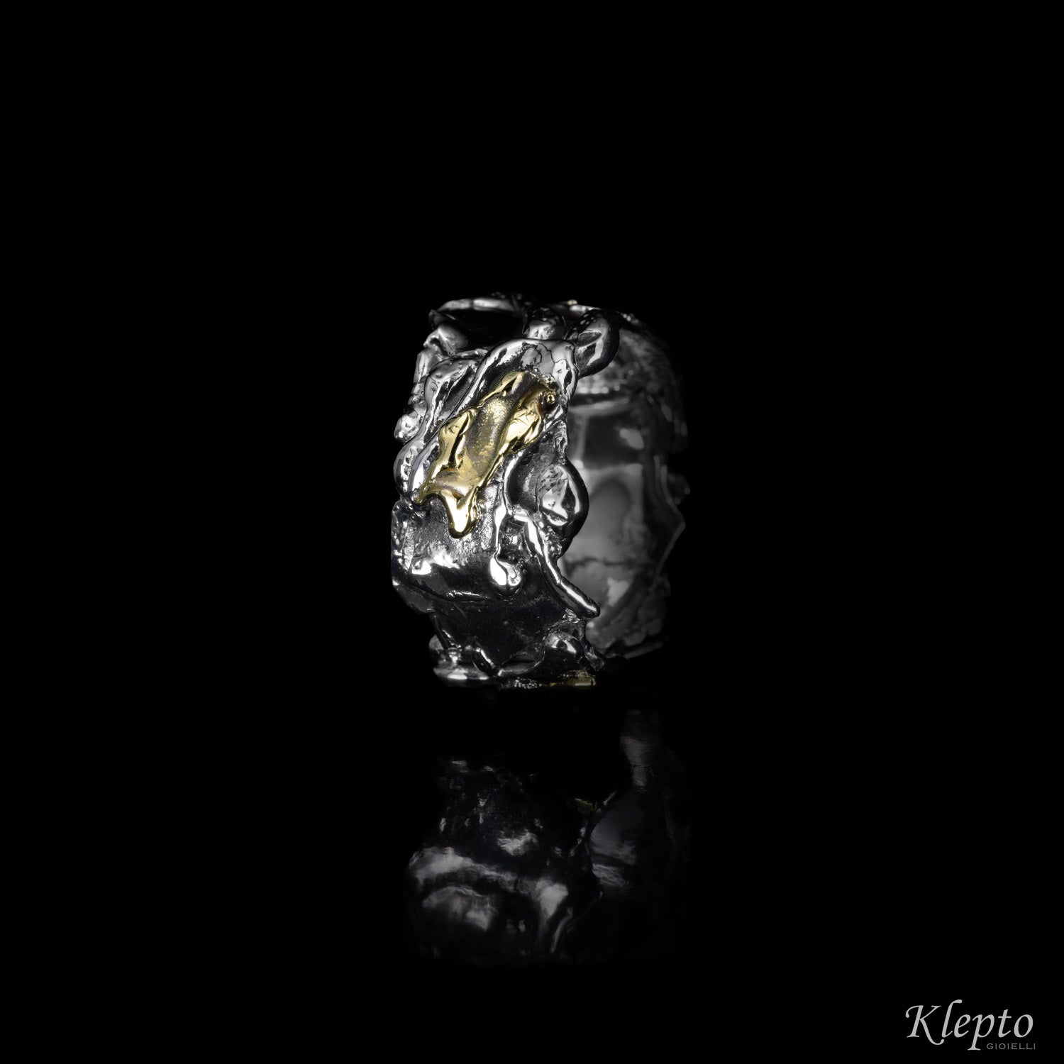 Ring in Silnova® Silver and yellow gold "Metamorphosis"