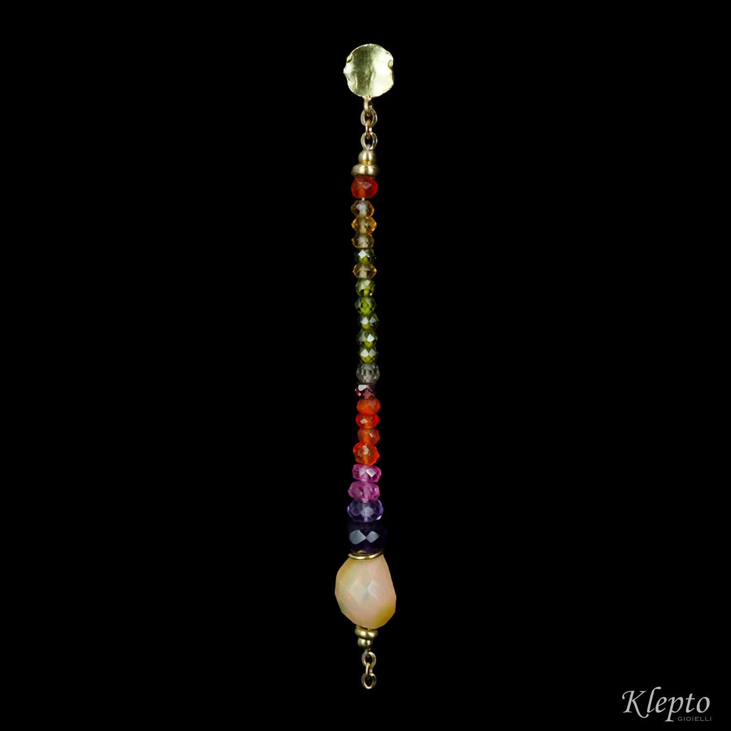 Rainbow earrings in yellow gold with stones