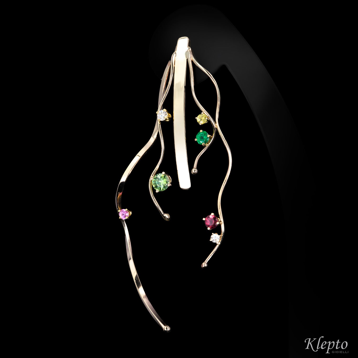 Natural white gold earrings "Empatia" with precious stones