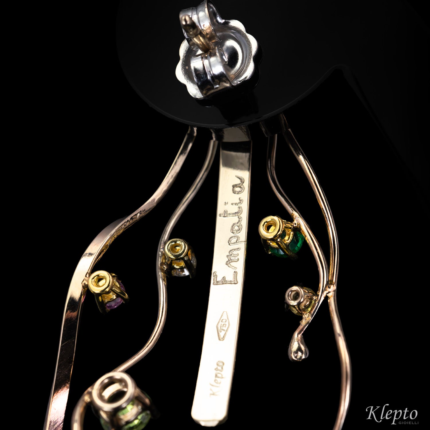 Natural white gold earrings "Empatia" with precious stones