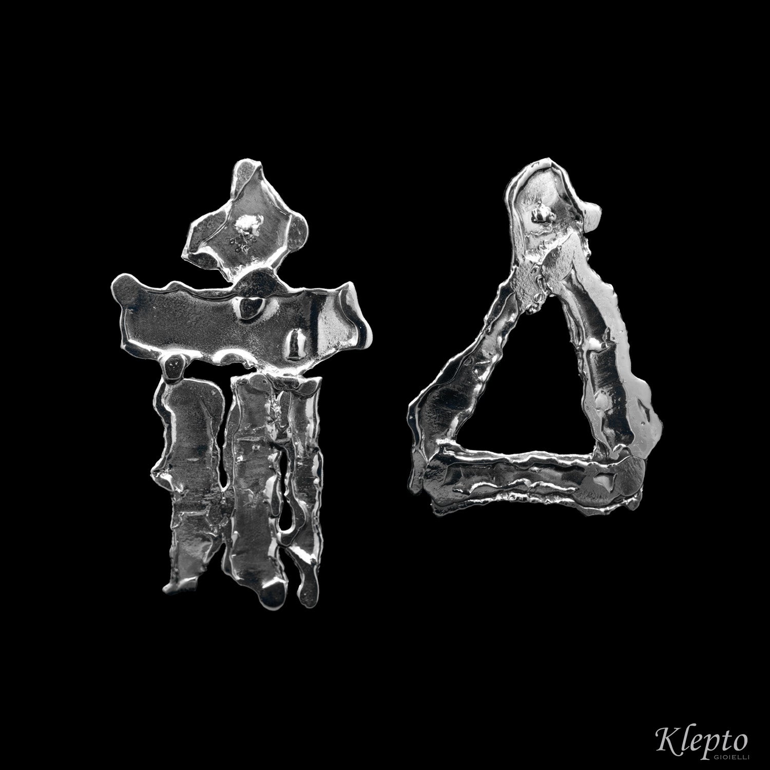 Flame-fused asymmetric Silnova® Silver earrings