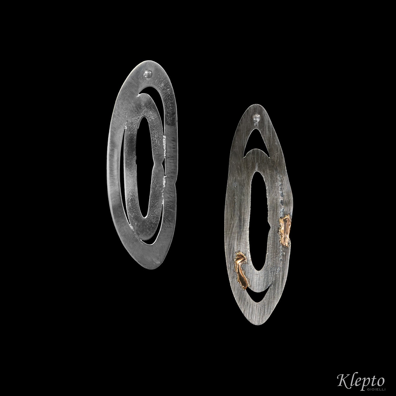 Silver Silnova® "Saturn" earrings with rose gold details