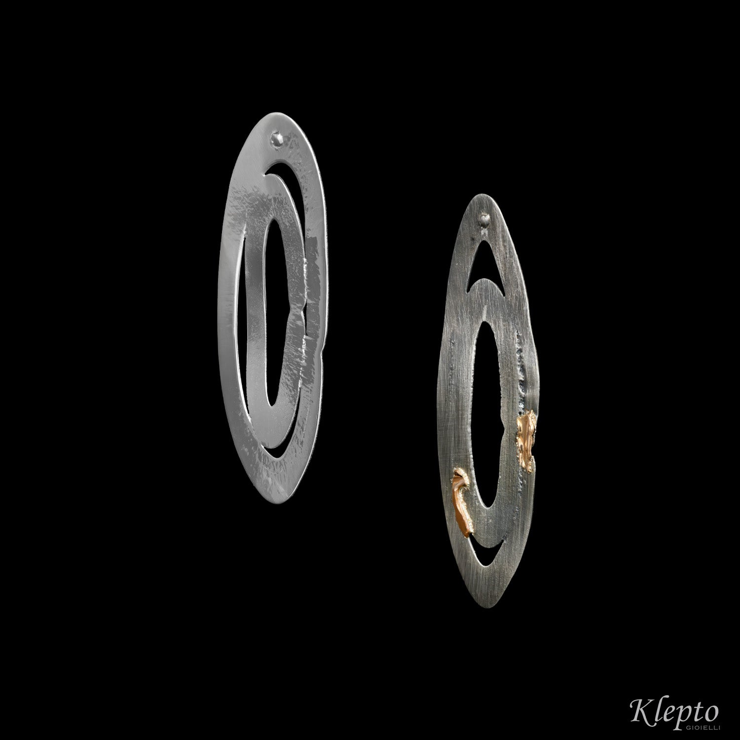 Silver Silnova® "Saturn" earrings with rose gold details