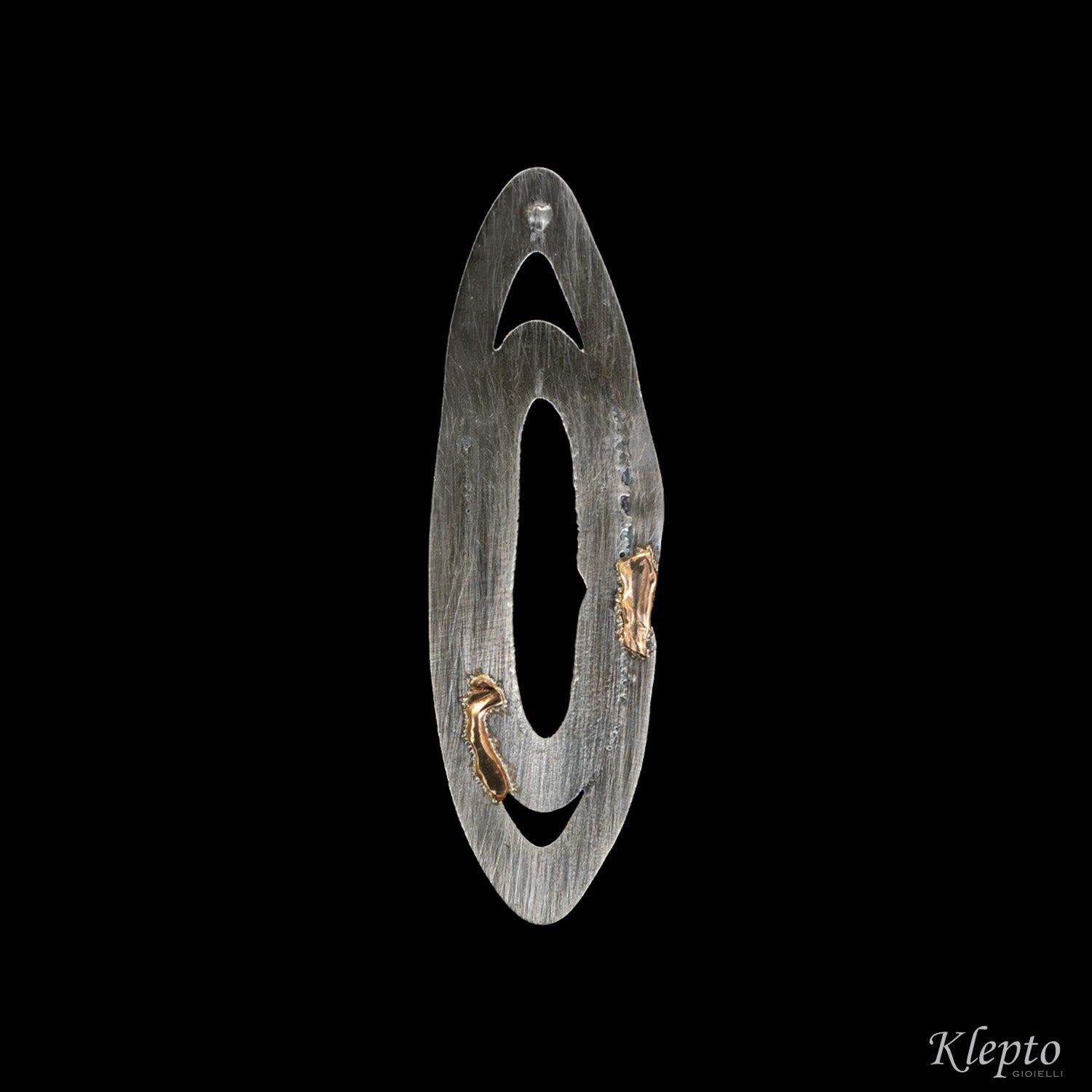 Silver Silnova® "Saturn" earrings with rose gold details