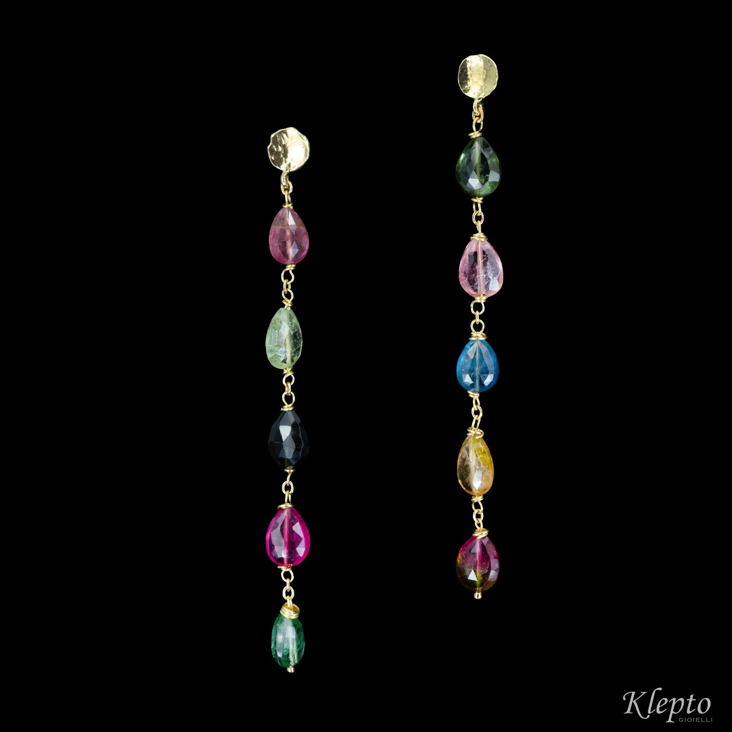 Yellow gold earrings with Tourmalines