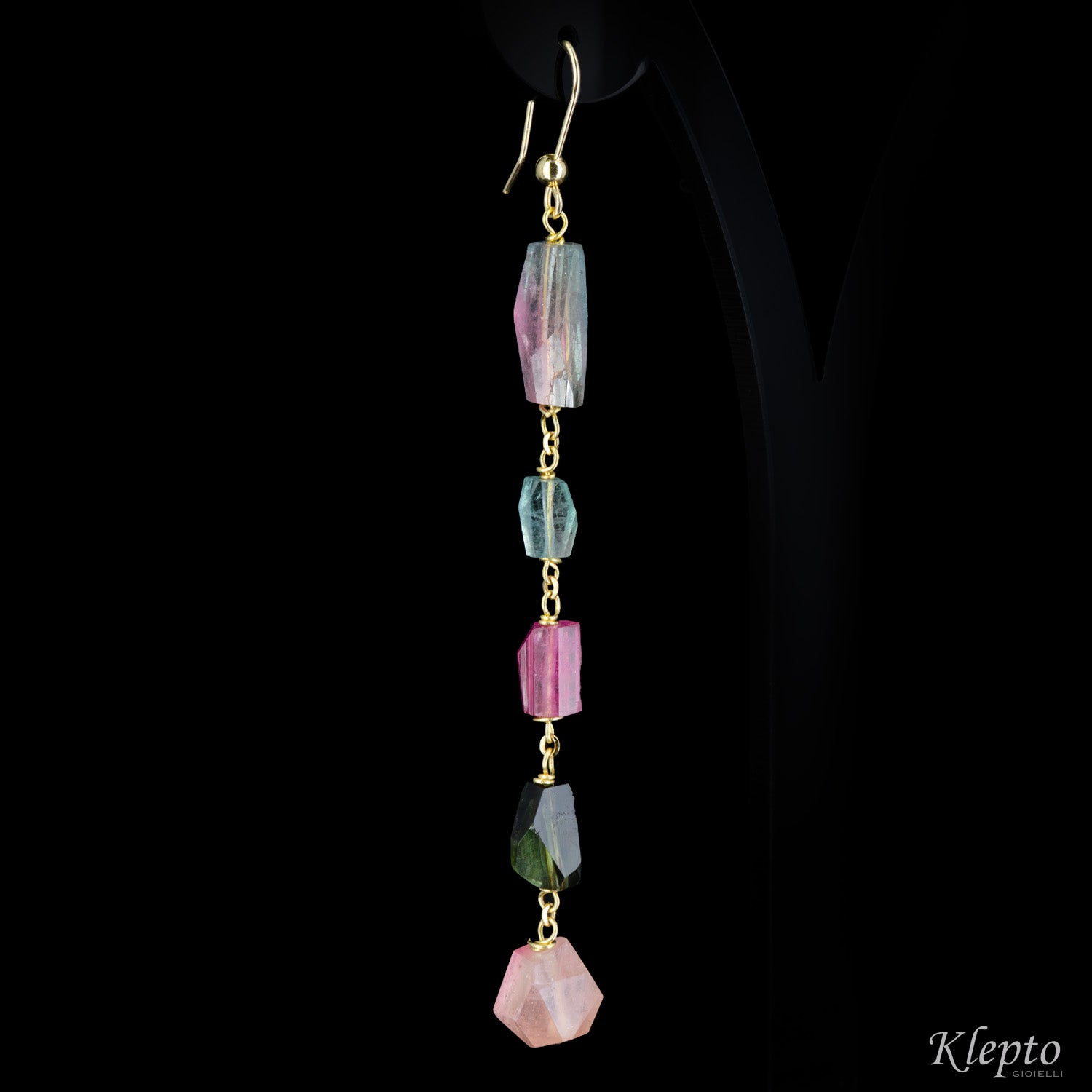 Yellow gold earrings with Tourmalines