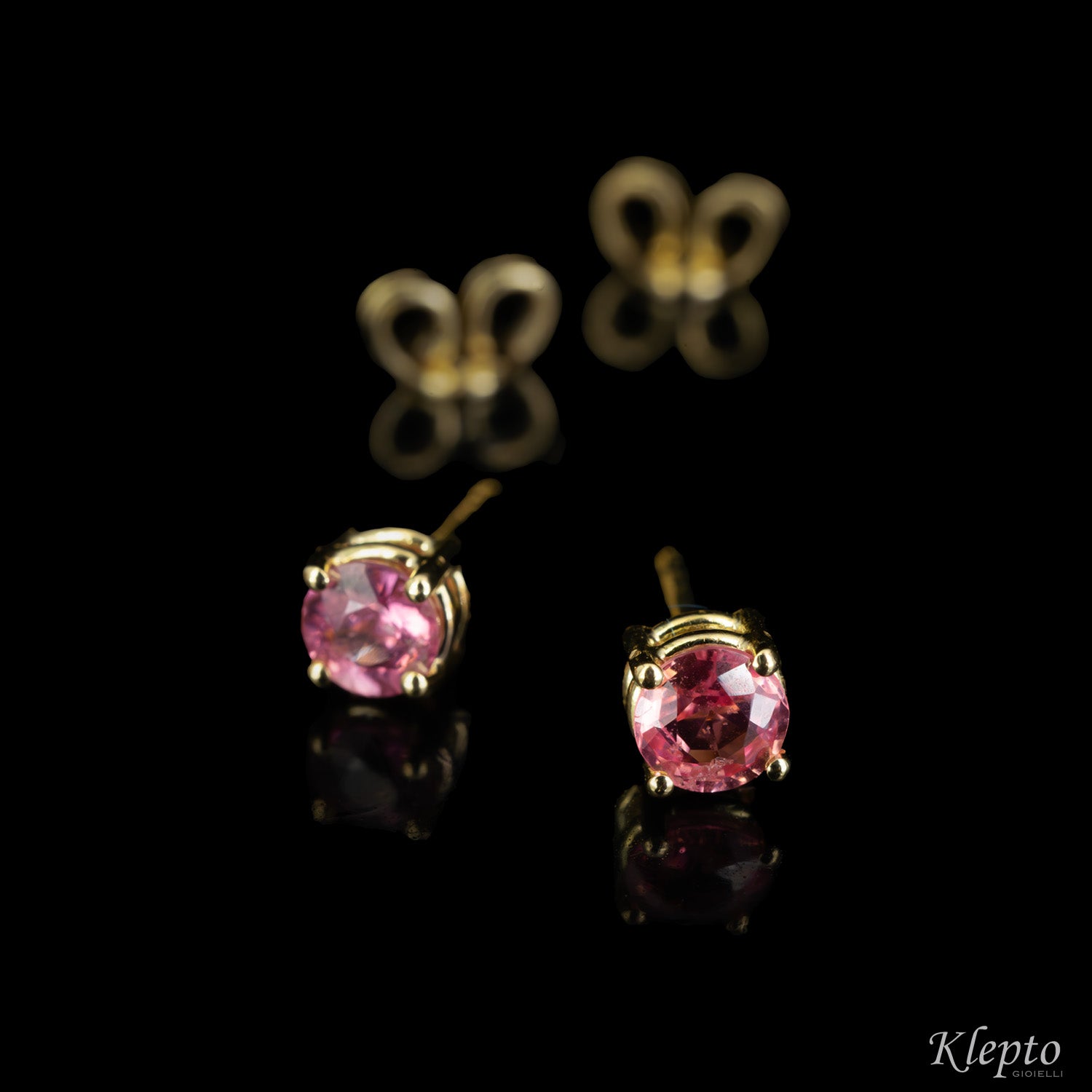 Yellow gold earrings with pink sapphires
