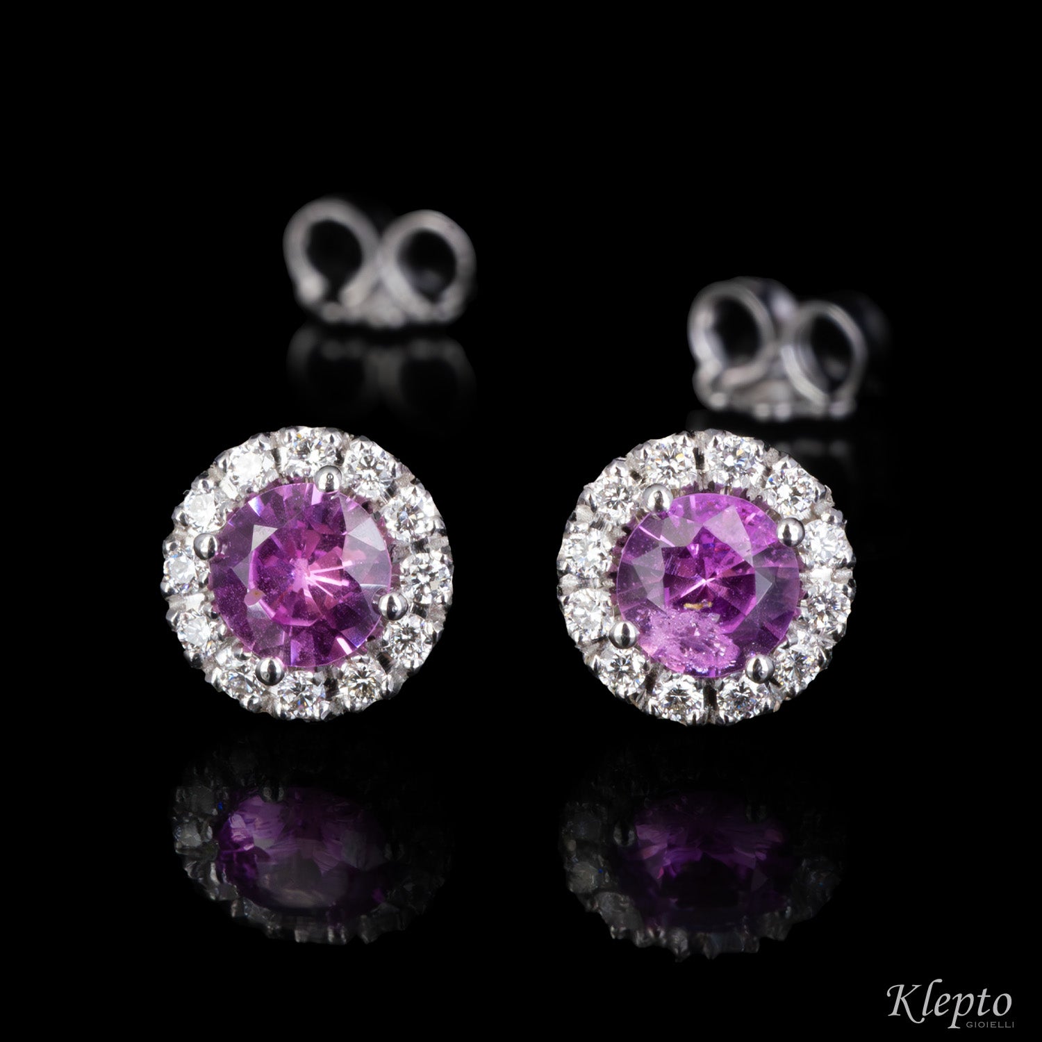 White gold earrings with pink Sapphires and Diamonds