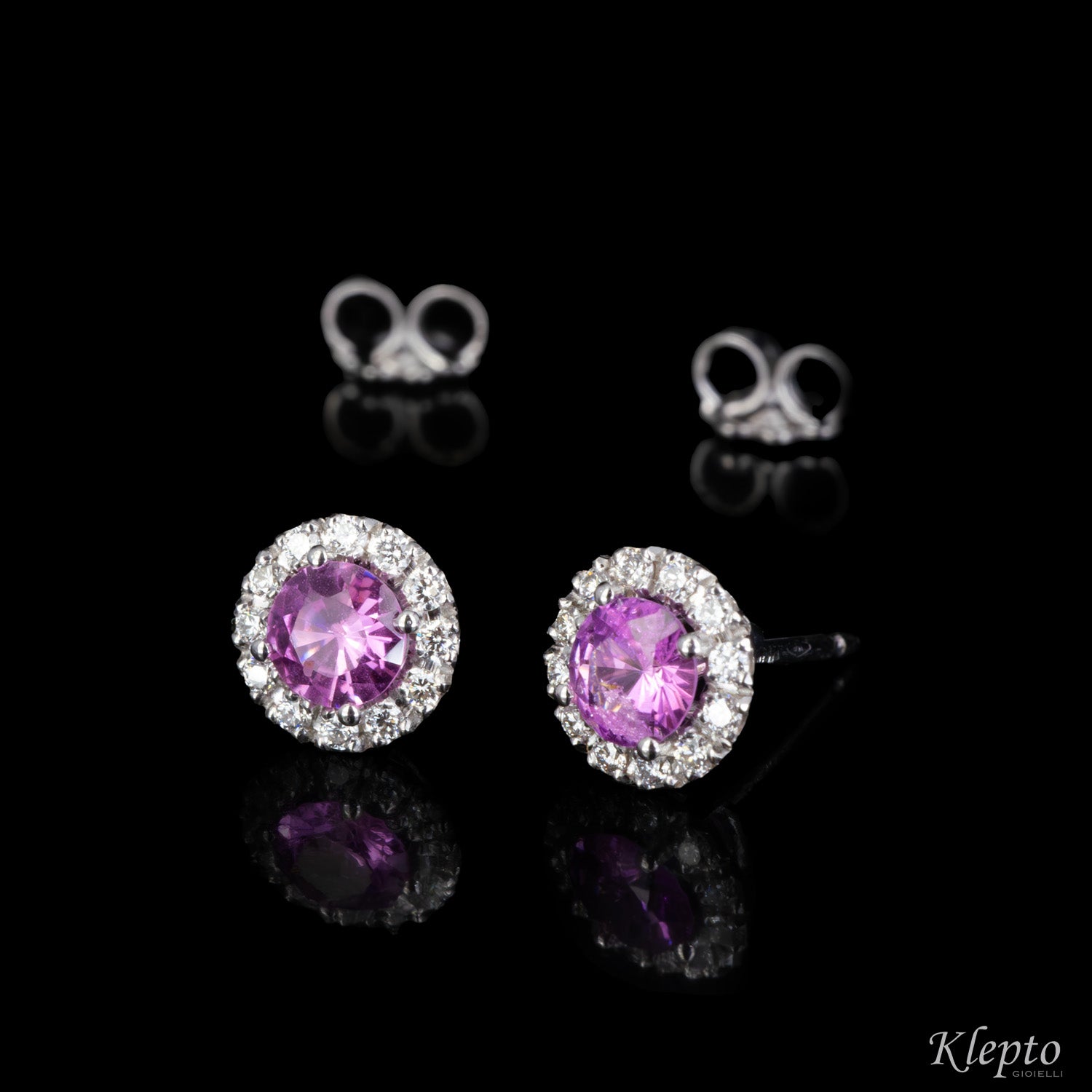 White gold earrings with pink Sapphires and Diamonds