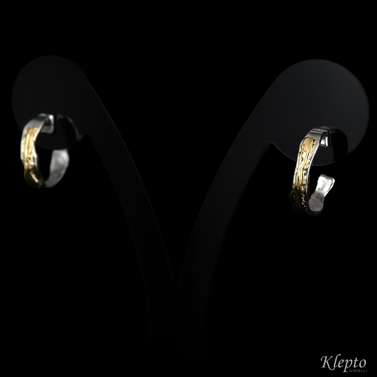 Silver Silnova® earrings with yellow gold details