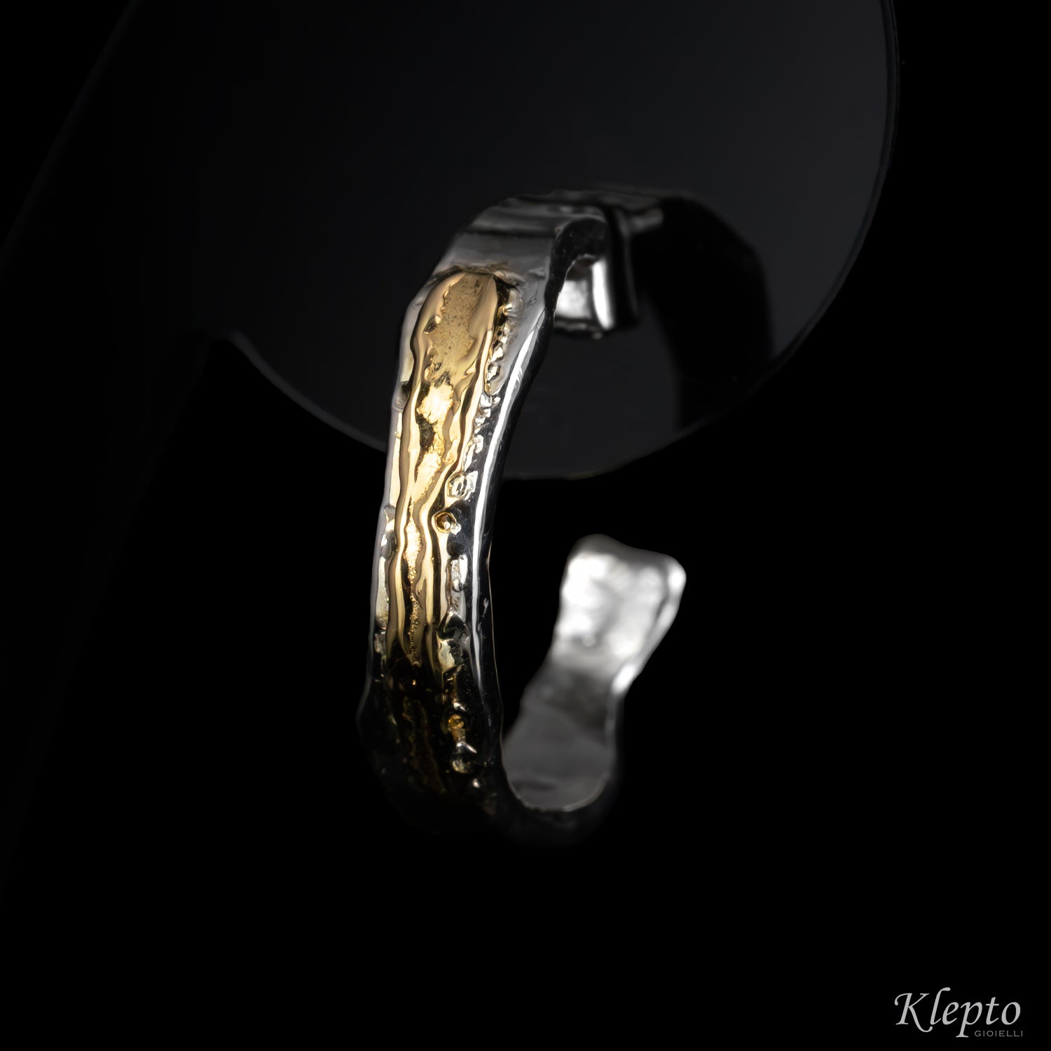 Silver Silnova® earrings with yellow gold details