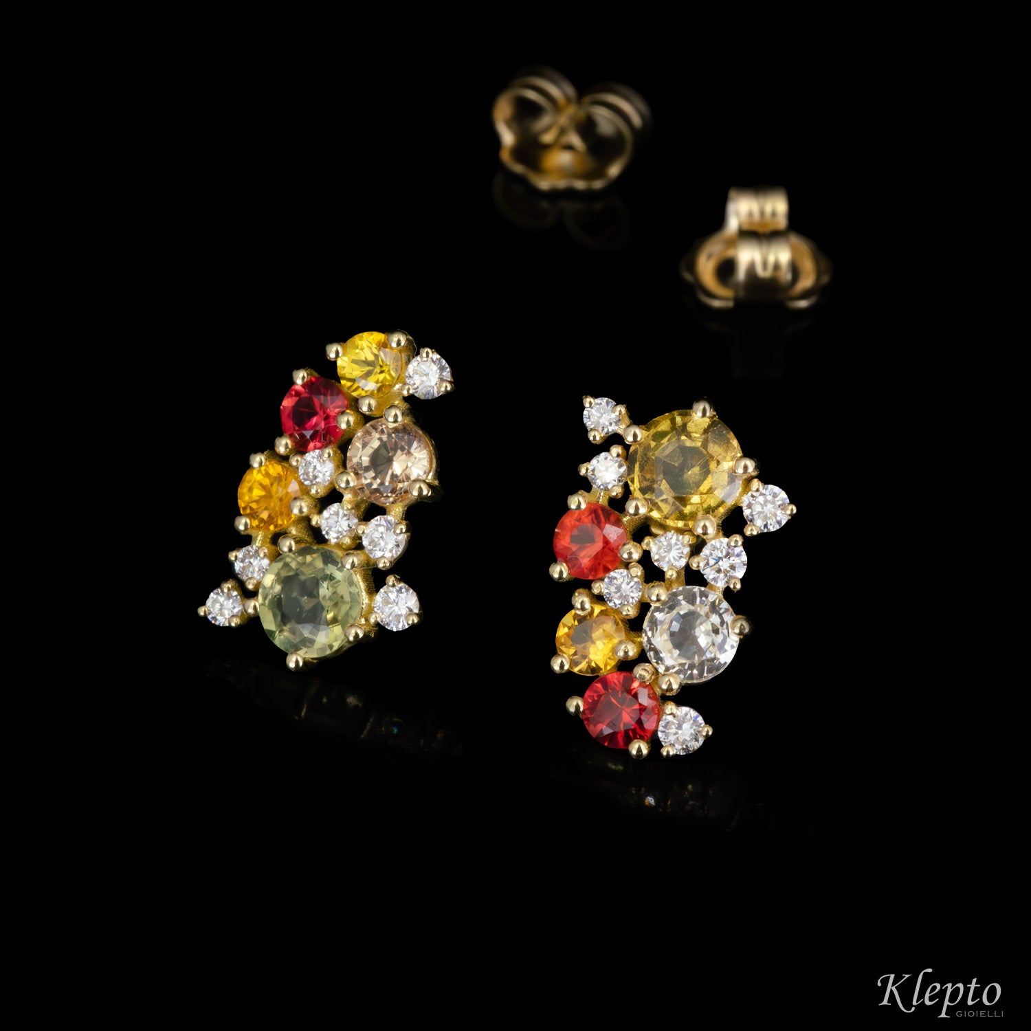 Yellow gold earrings with Sapphires and Diamonds