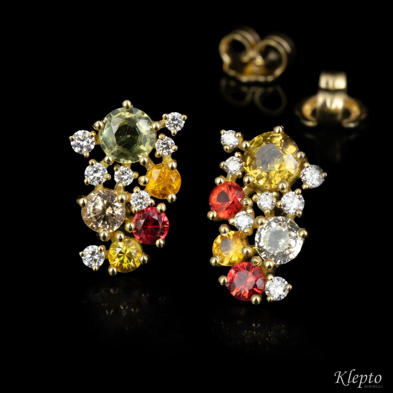 Yellow gold earrings with Sapphires and Diamonds