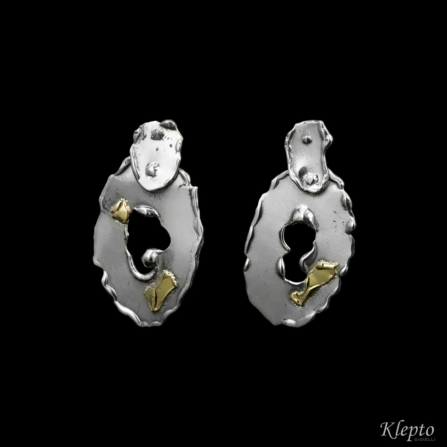 Silnova® Silver earrings with yellow gold details