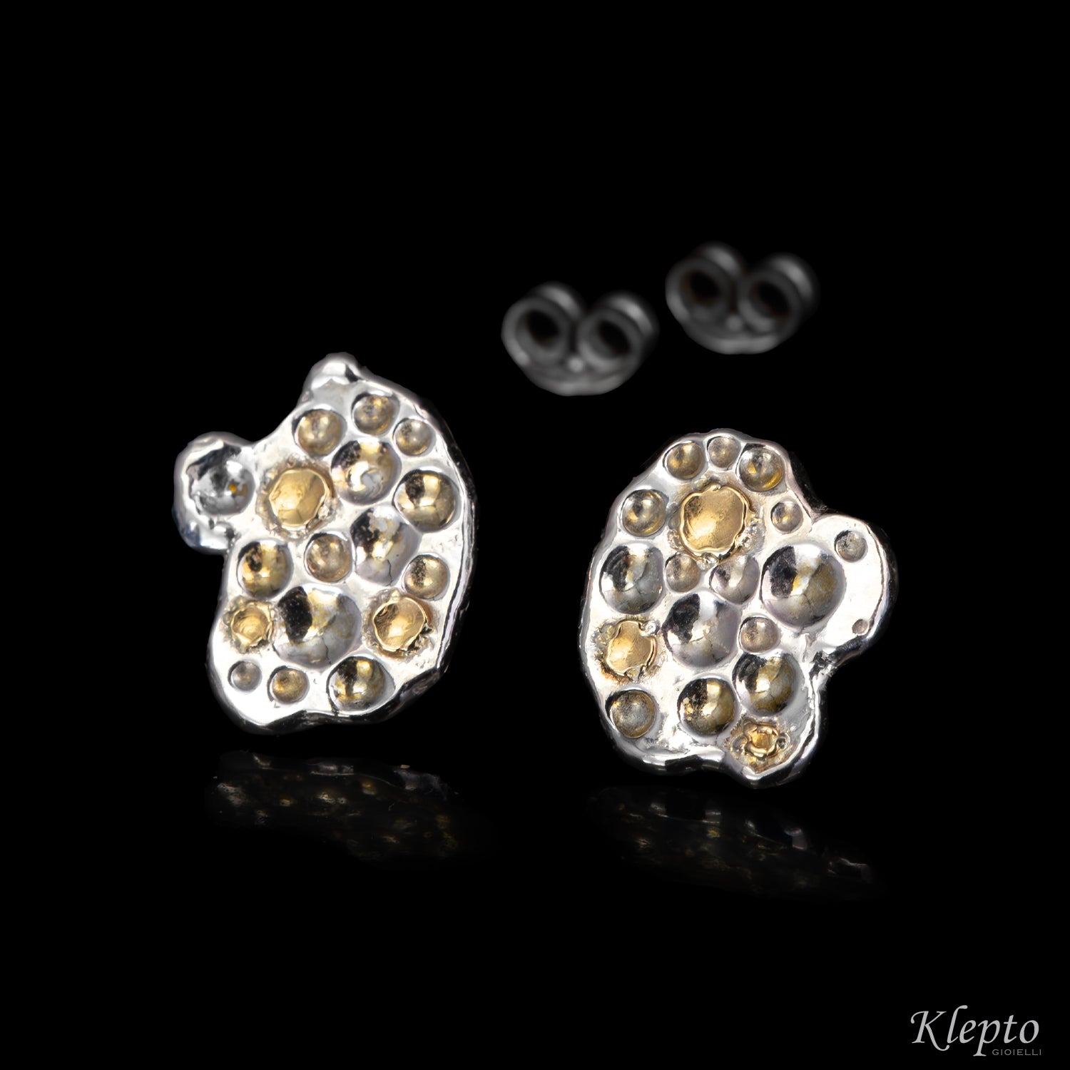 Silver Silnova® Earrings with Yellow Gold Details
