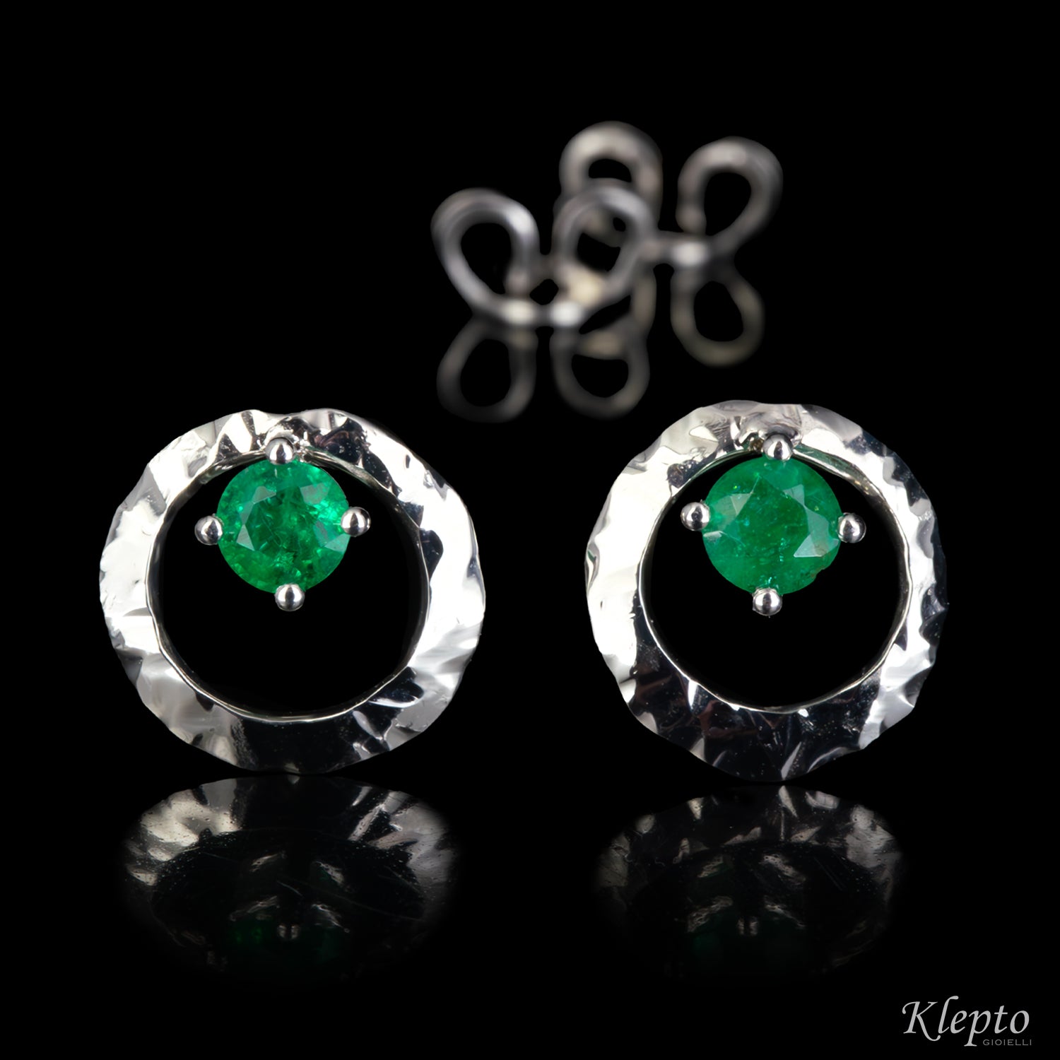 White Gold "Pulsar" Earrings with Emeralds