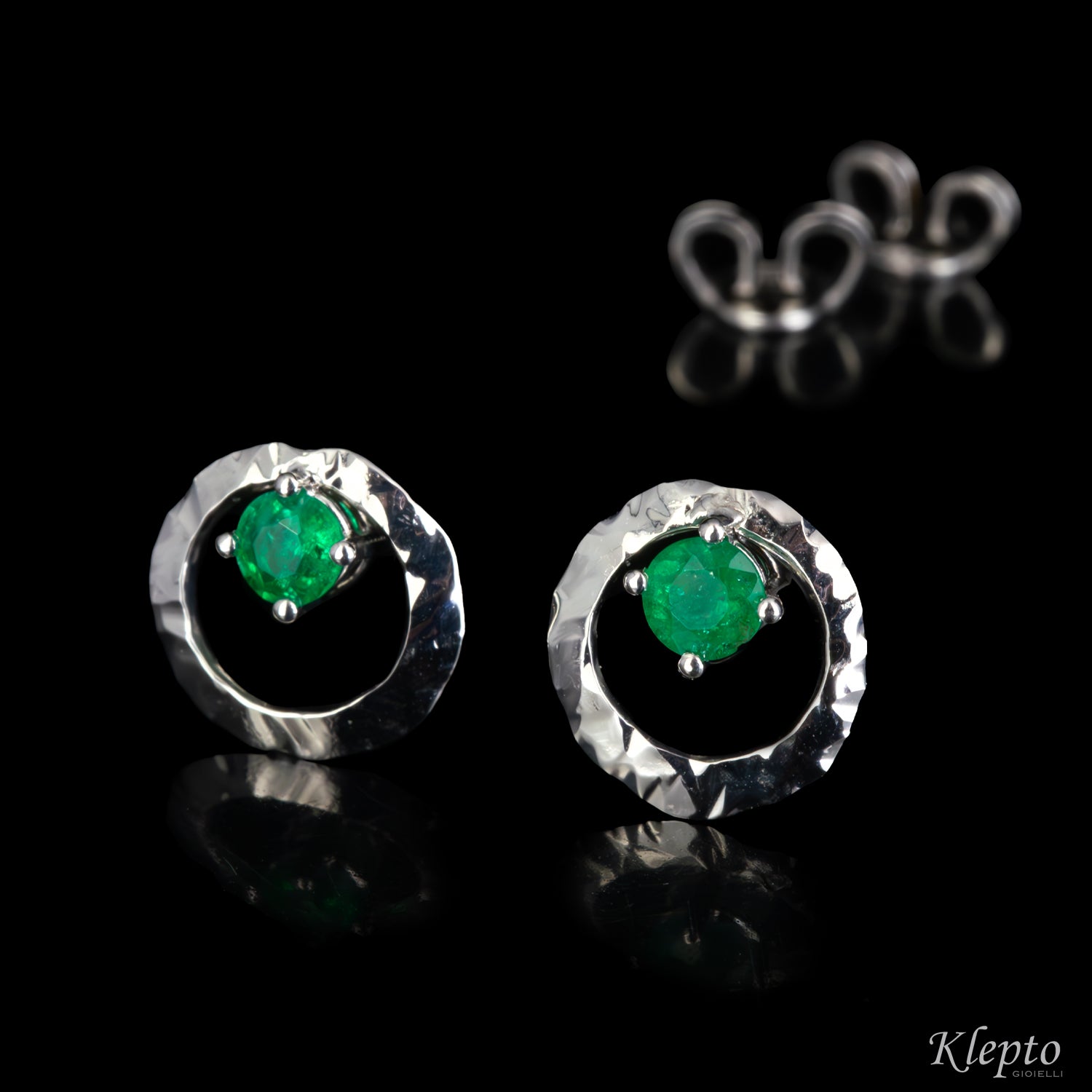 White Gold "Pulsar" Earrings with Emeralds