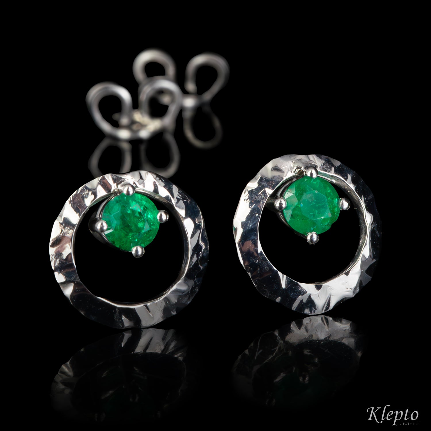 White Gold "Pulsar" Earrings with Emeralds