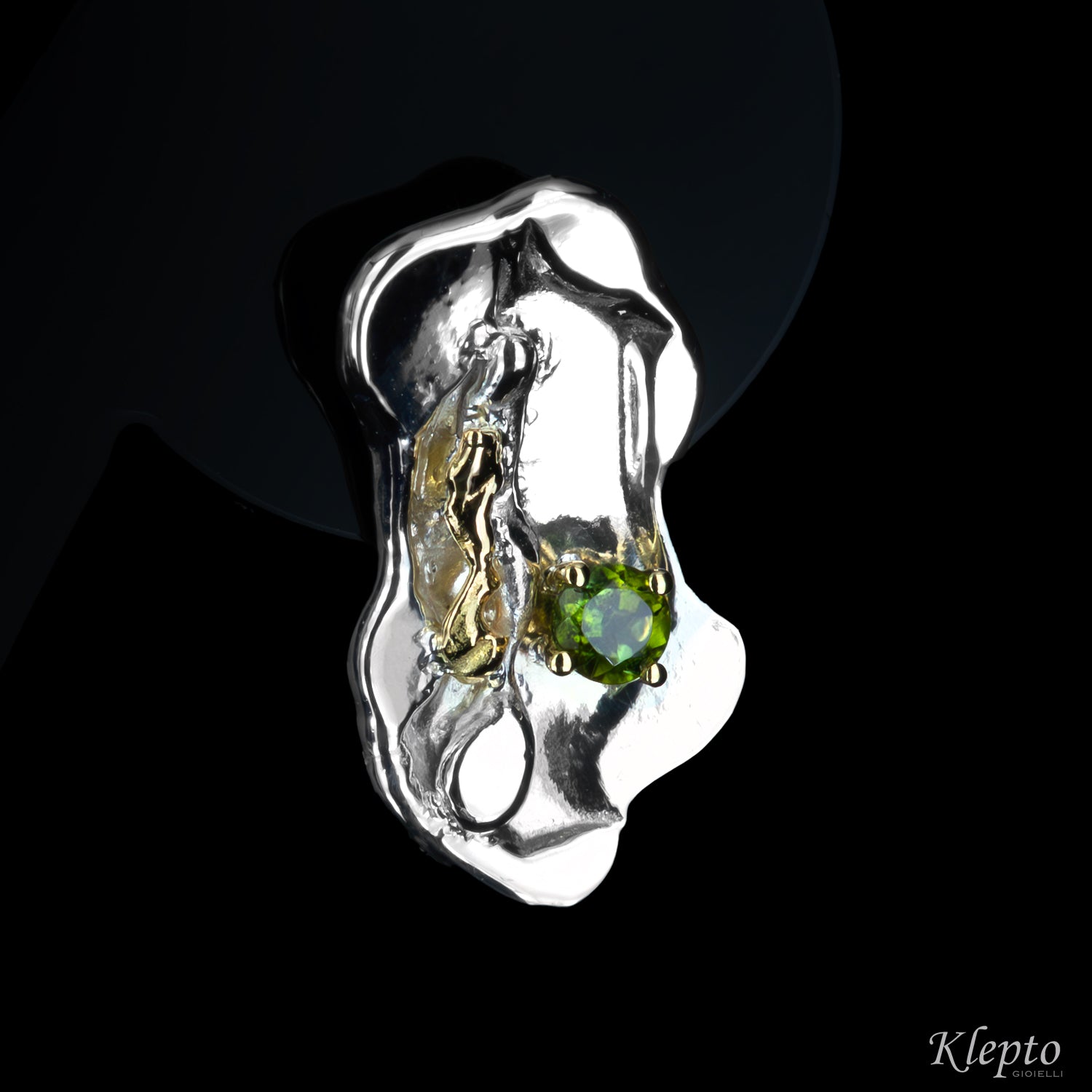 Silver Silnova® Earrings with Tourmalines and yellow gold details