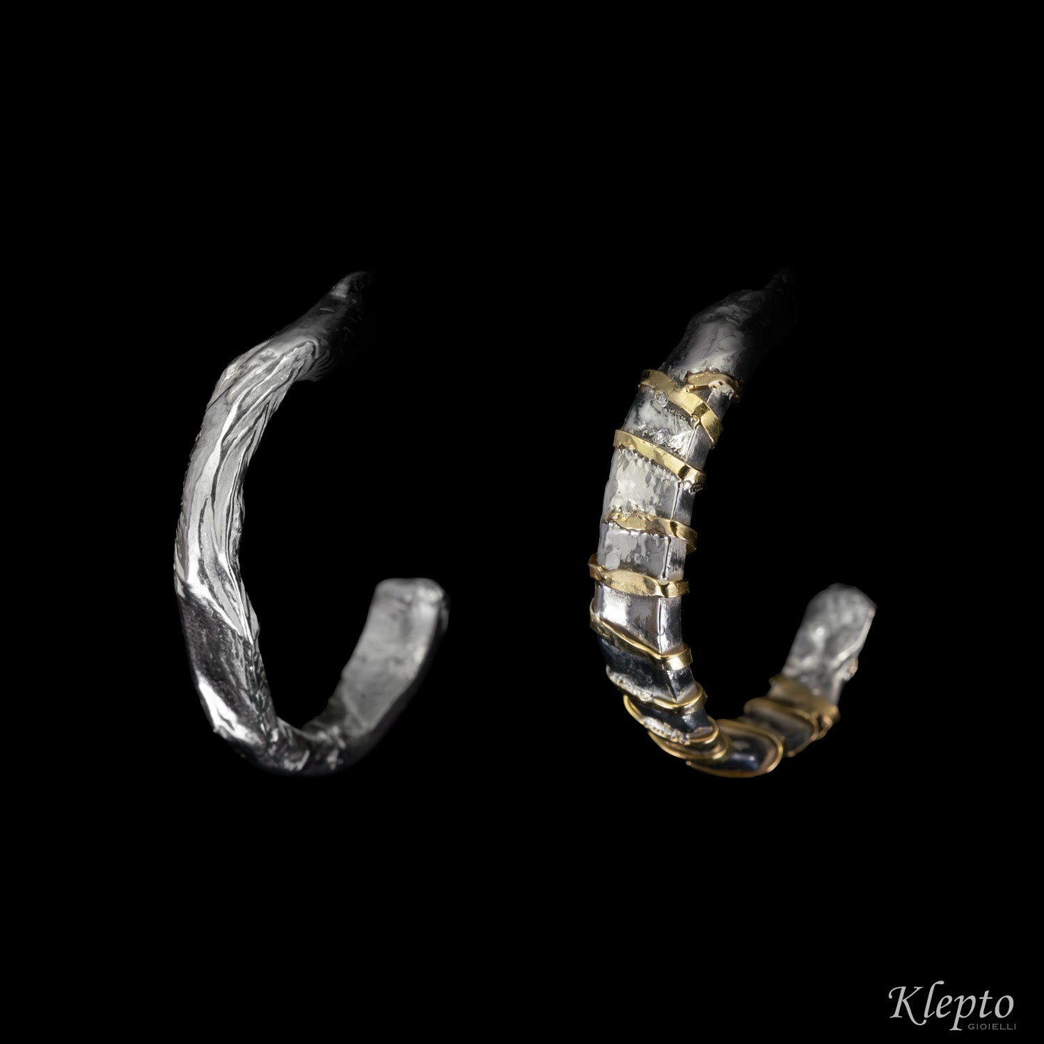 Silnova® Silver earrings with yellow gold details