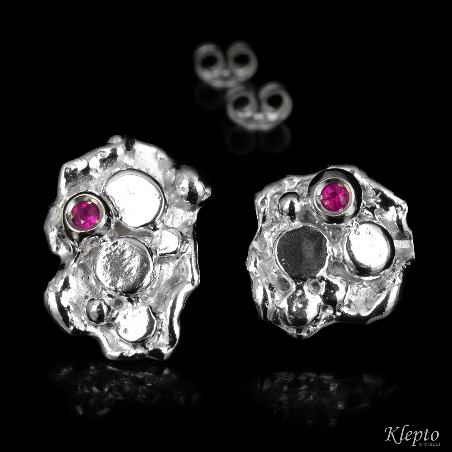 Silver Silnova® Earrings with Rubies