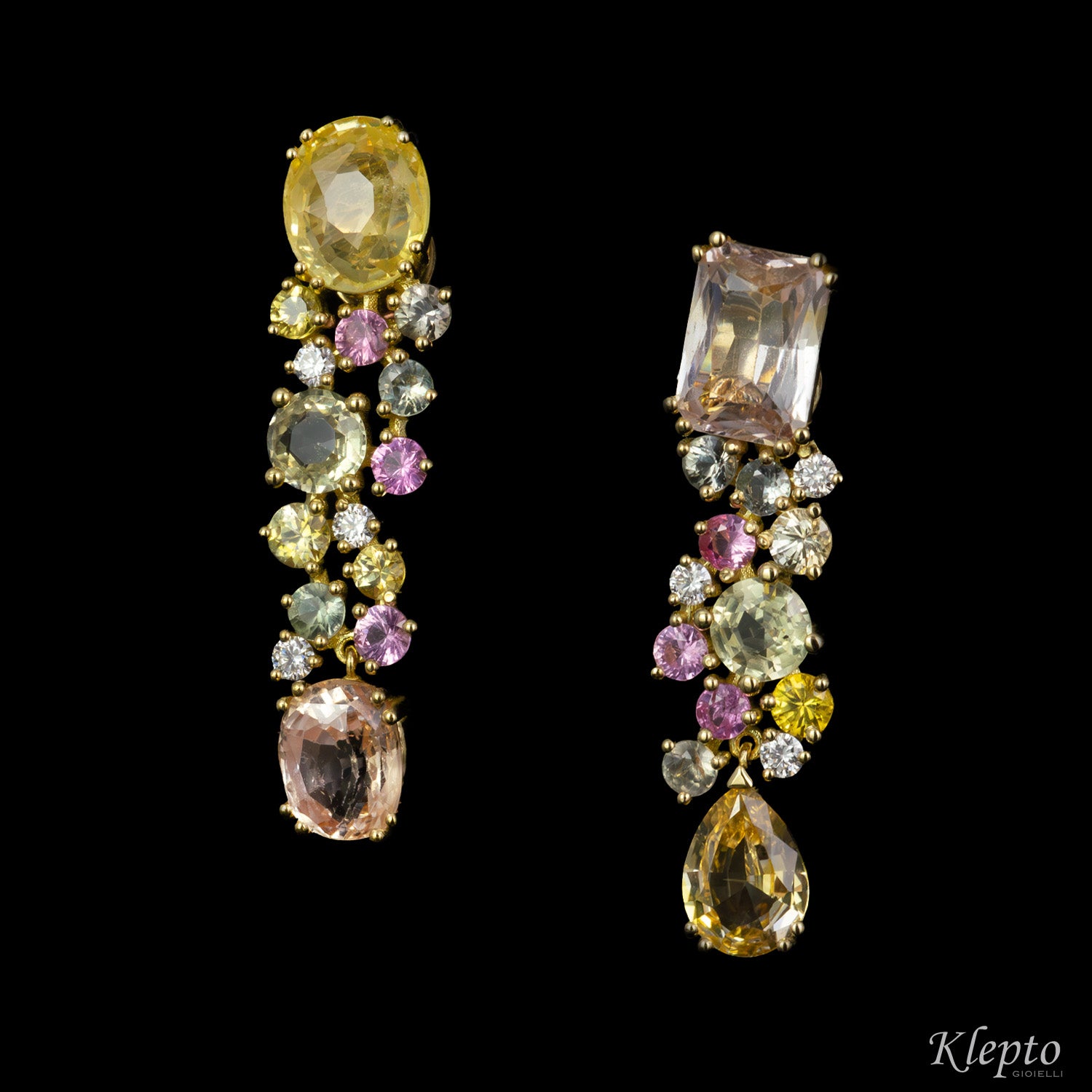 Yellow gold earrings with Sapphires and Diamonds