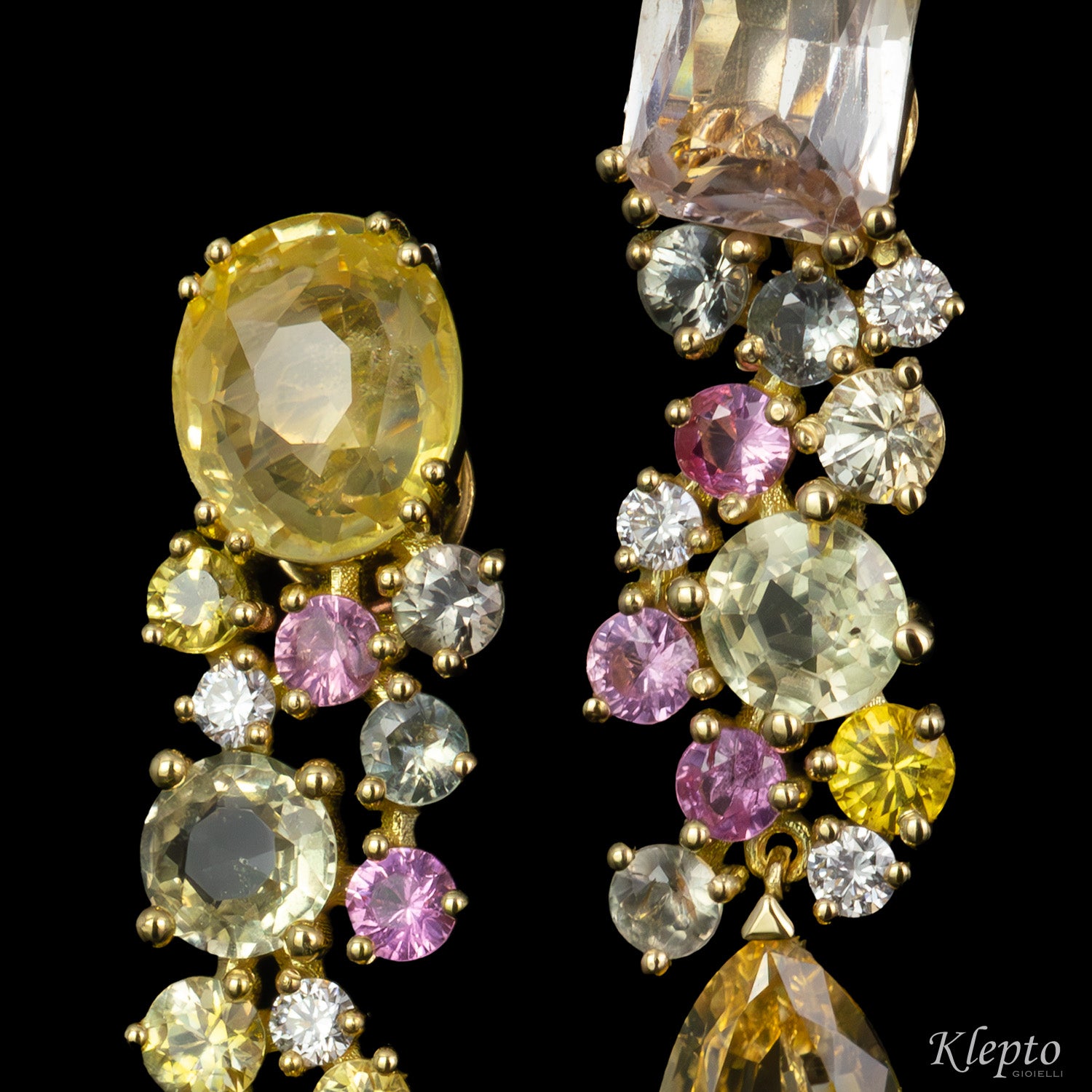 Yellow gold earrings with Sapphires and Diamonds