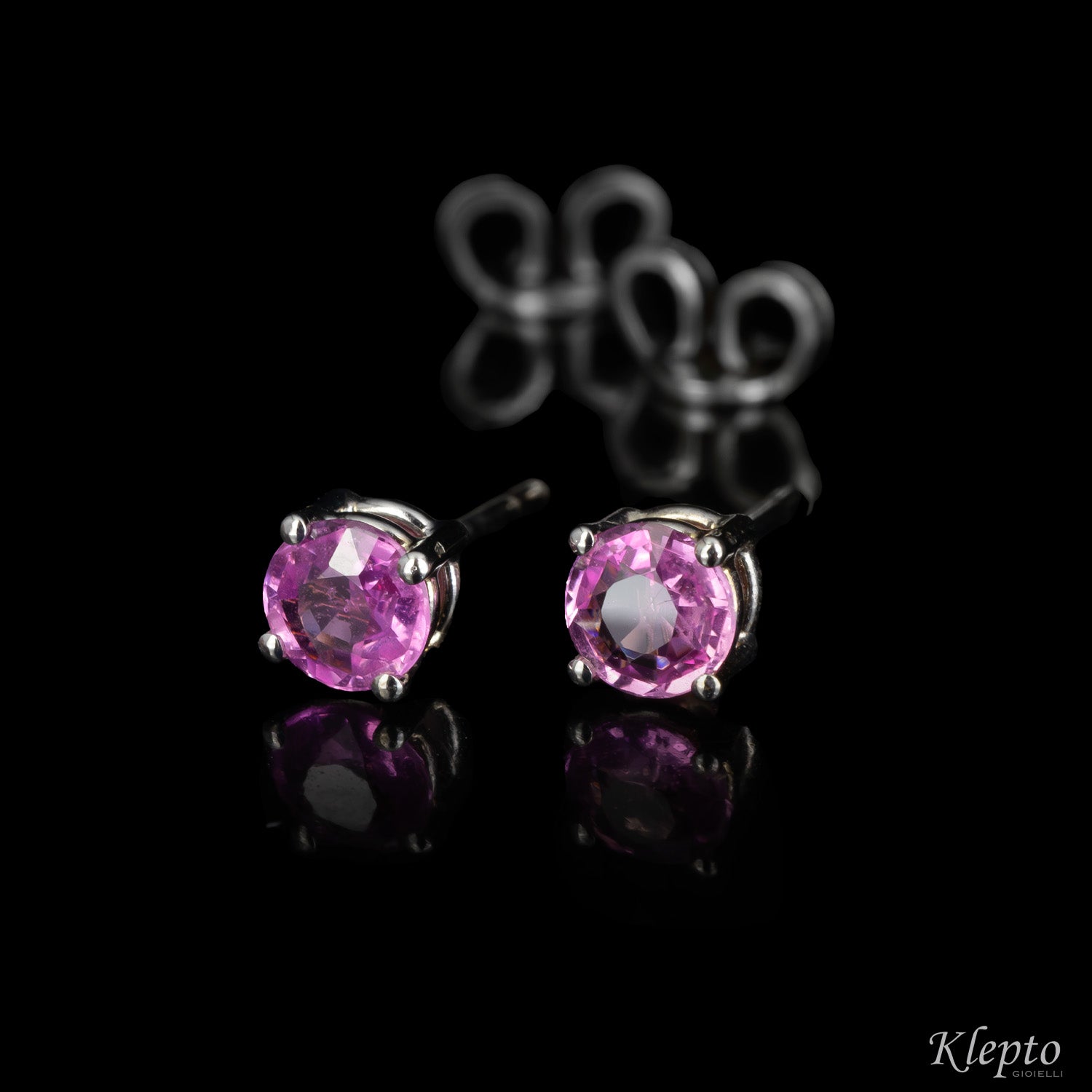 White gold earrings with pink sapphires
