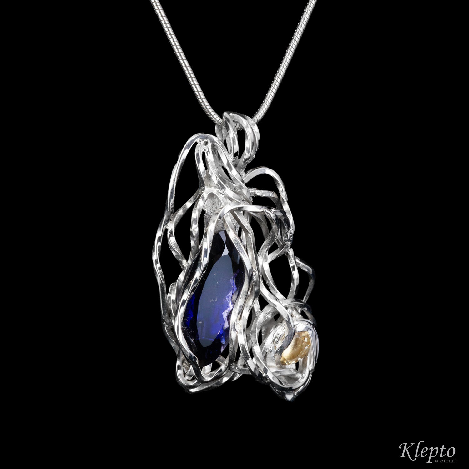 Silnova® Silver Pendant with Iolite and Citrine