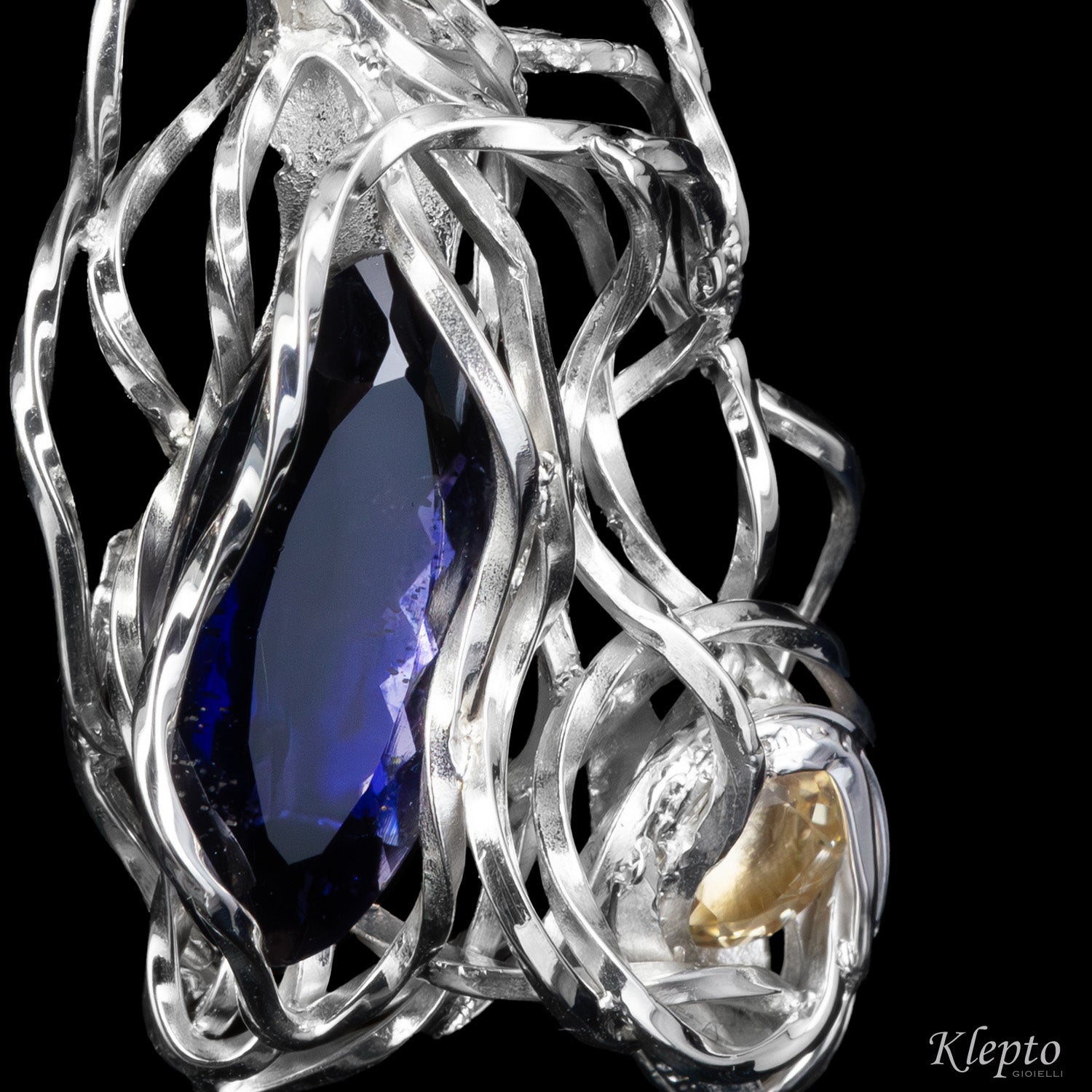 Silnova® Silver Pendant with Iolite and Citrine