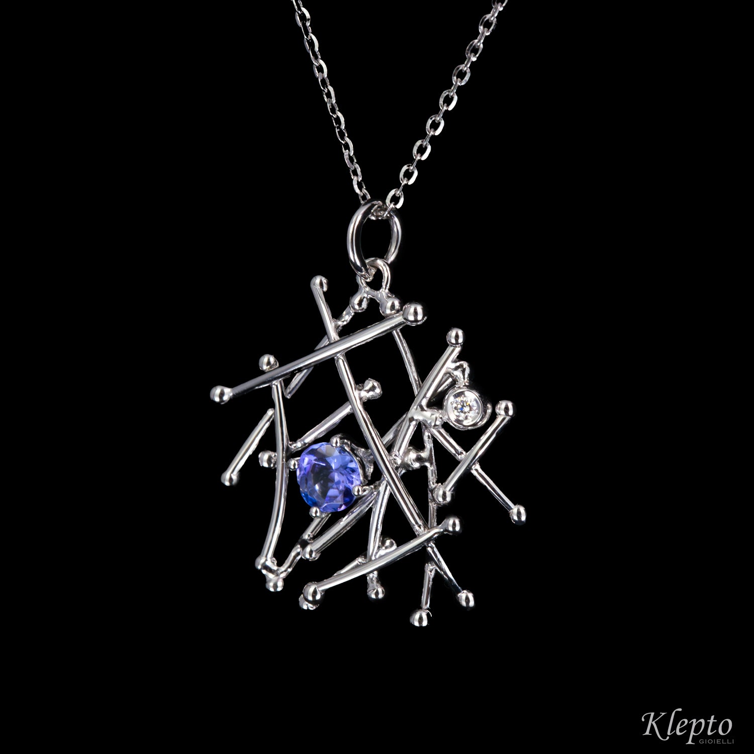 White gold pendant "IntriKo" with Tanzanite and Diamond