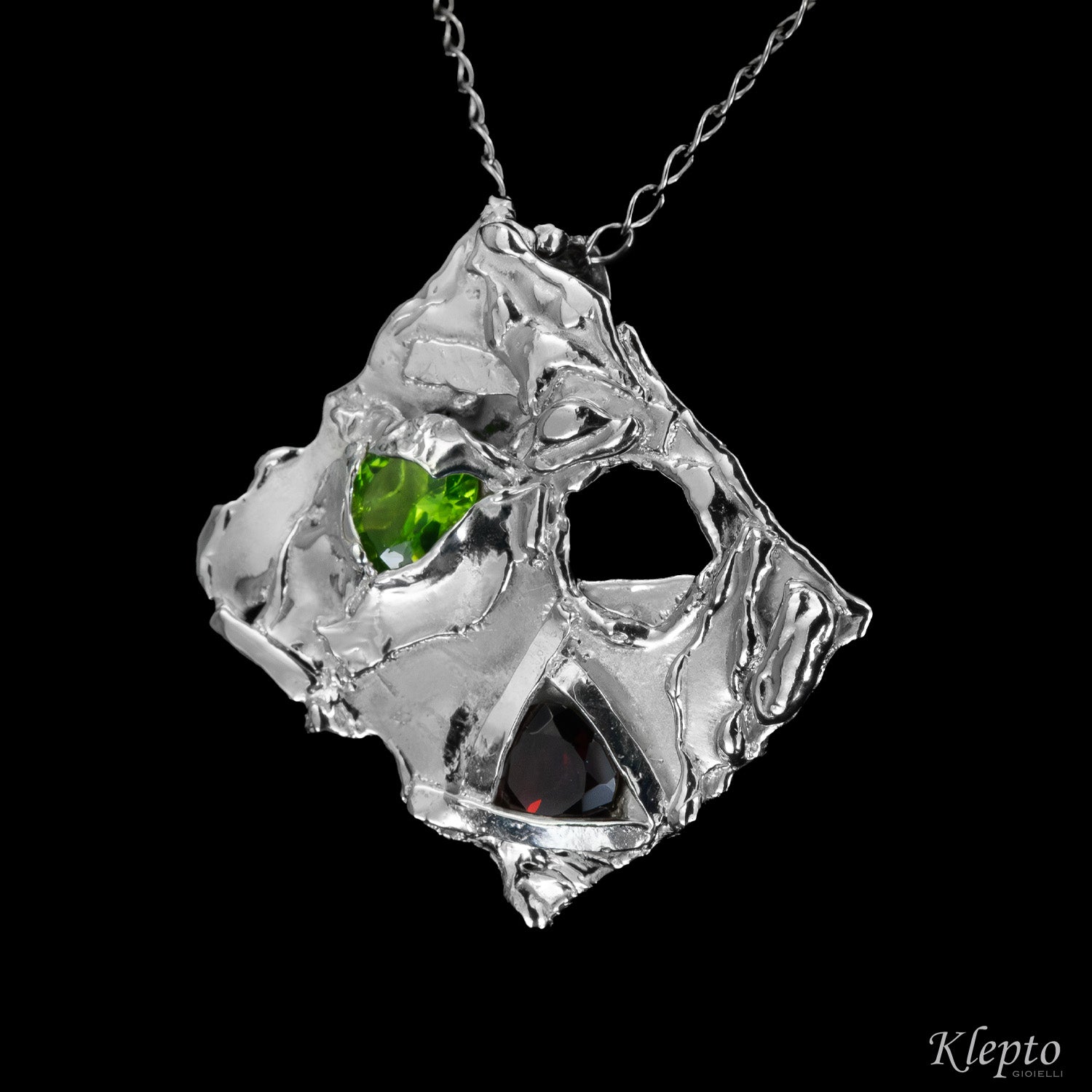 Silnova® Silver Pendant with Peridot and Garnet