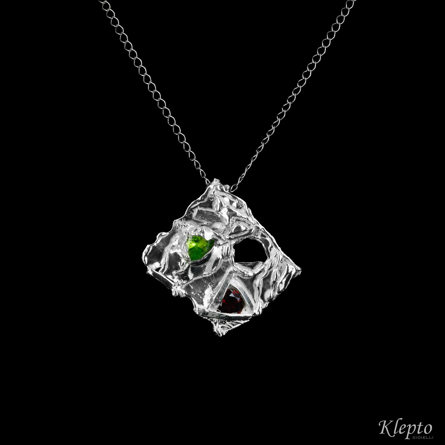 Silnova® Silver Pendant with Peridot and Garnet