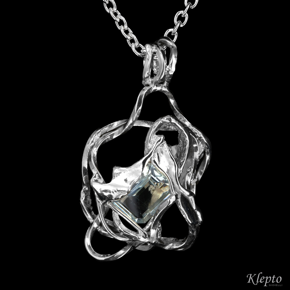 Silnova® Silver Pendant with Aquamarine