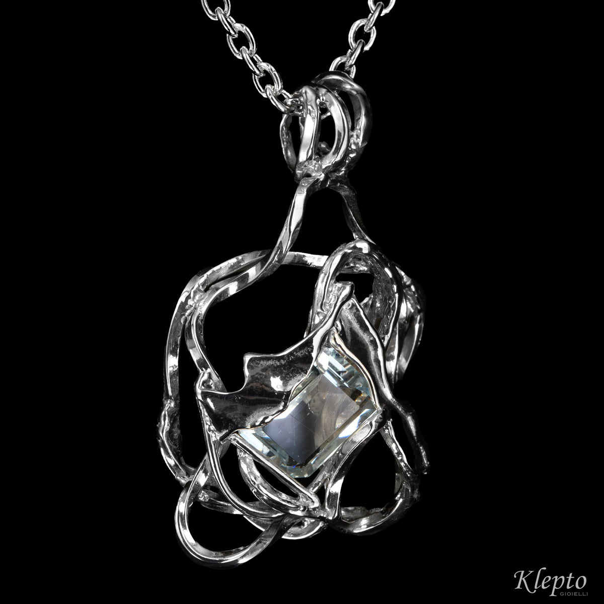 Silnova® Silver Pendant with Aquamarine